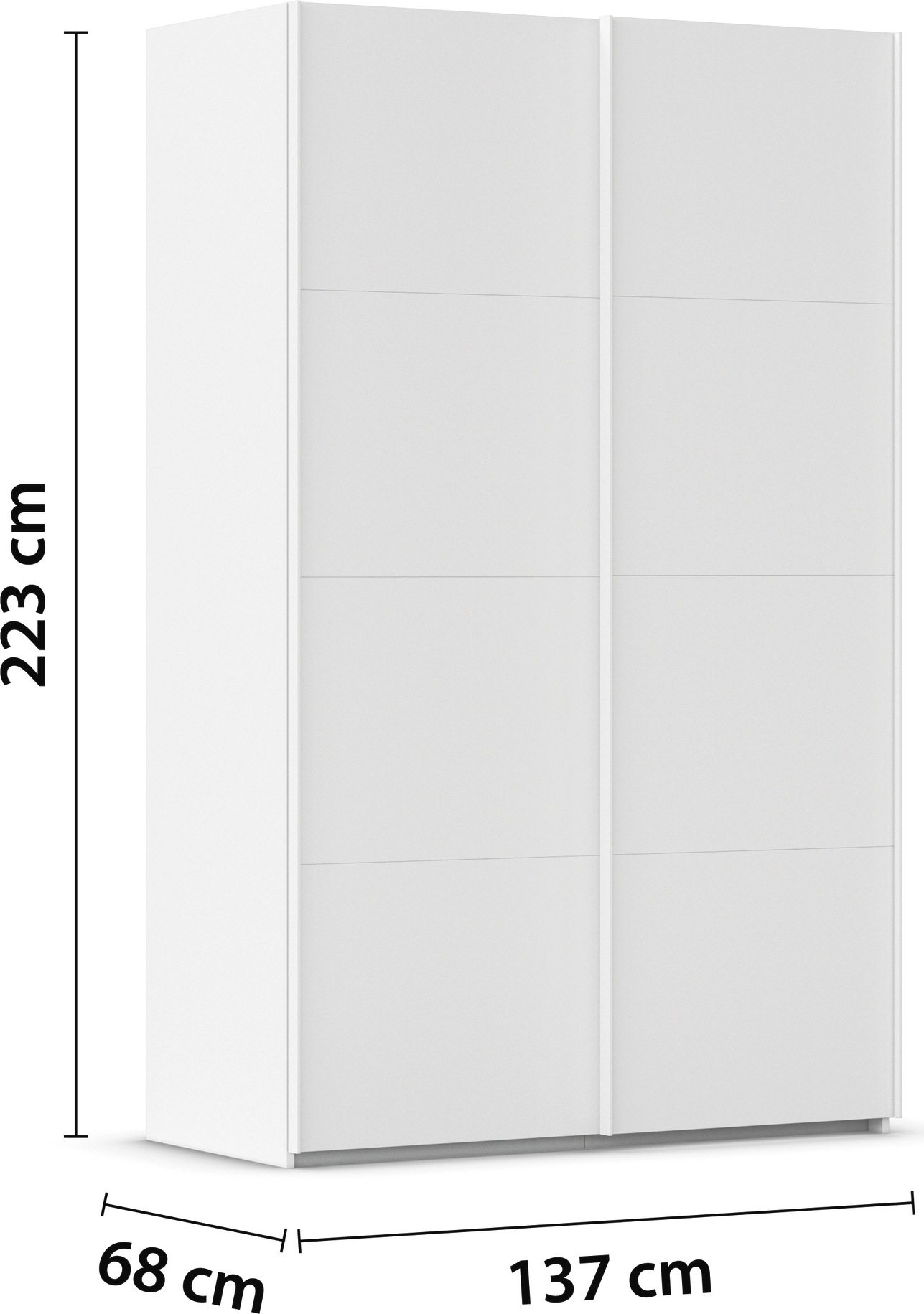rauch Schwebetürenschrank »Kleiderschrank Schrank Garderobe Schlafzimmerschrank EVELYN«, in elegantem Stil, in 5 Breiten, Griffe in Korpusfarbe MADE IN GERMANY