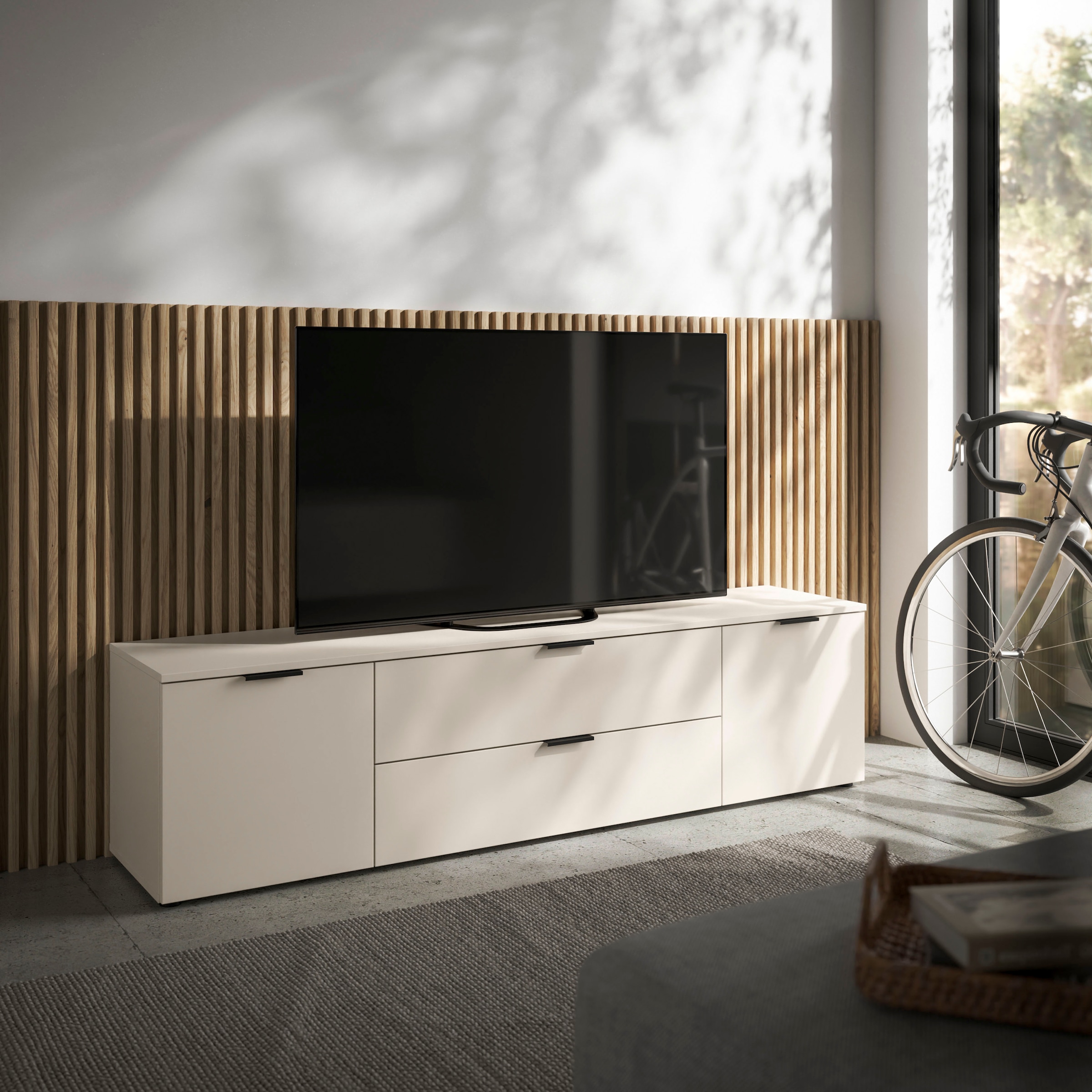 HBZ Lowboard »Linz TV-Unterschrank, BxHxT 180x47x40cm«, (1 St.), Breite 180cm,Lip-Griff, Melaminbeschichtung
