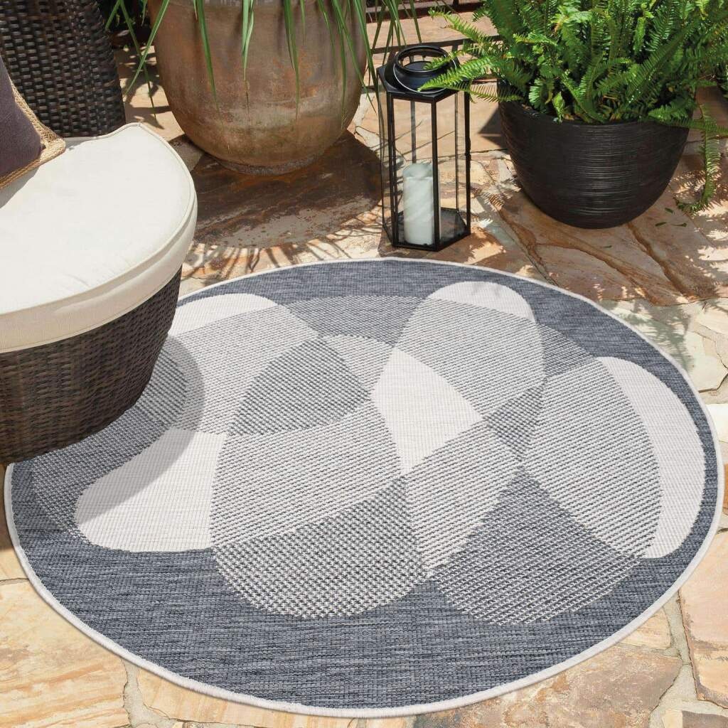 Carpet City Outdoorteppich »DUO RUG 5835«, rund, 5 mm Höhe, Wendeteppich Wetterfest In- & Outdoor, Balkon, Terrasse, Wohnzimmer