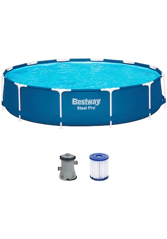 Bestway Rundpool »Steel Pro™«, (Set), Frame Pool mit Filterpumpe Ø 366x76 cm, dunkelblau kaufen