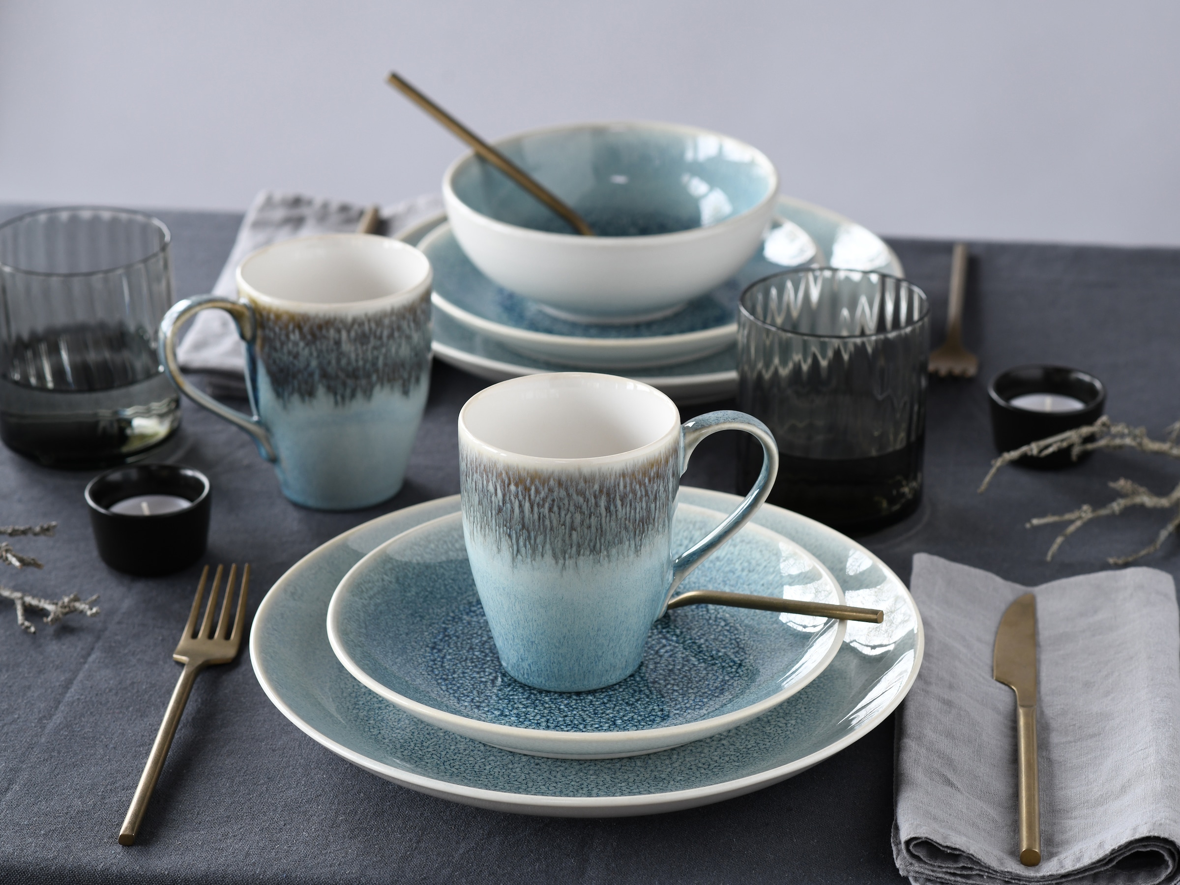 CreaTable Kombiservice »Caldera«, (Set, 8 tlg.), irisierende Glasur