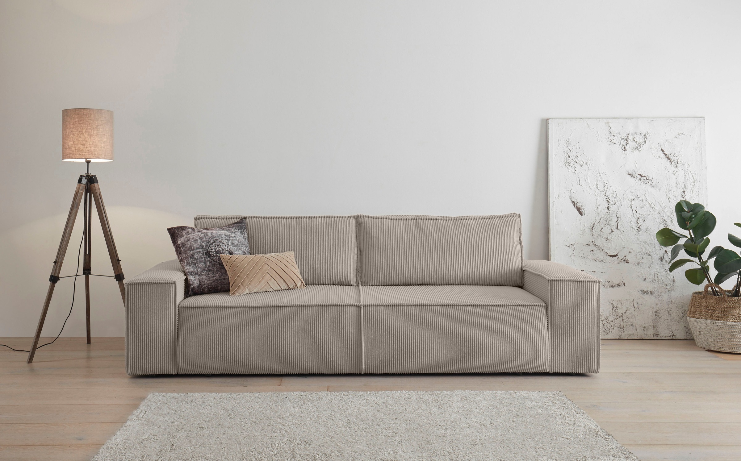 Home affaire 3-Sitzer »SHERWOOD Schlafsofa (257cm) Cord, Samtvelours, Vinta günstig online kaufen