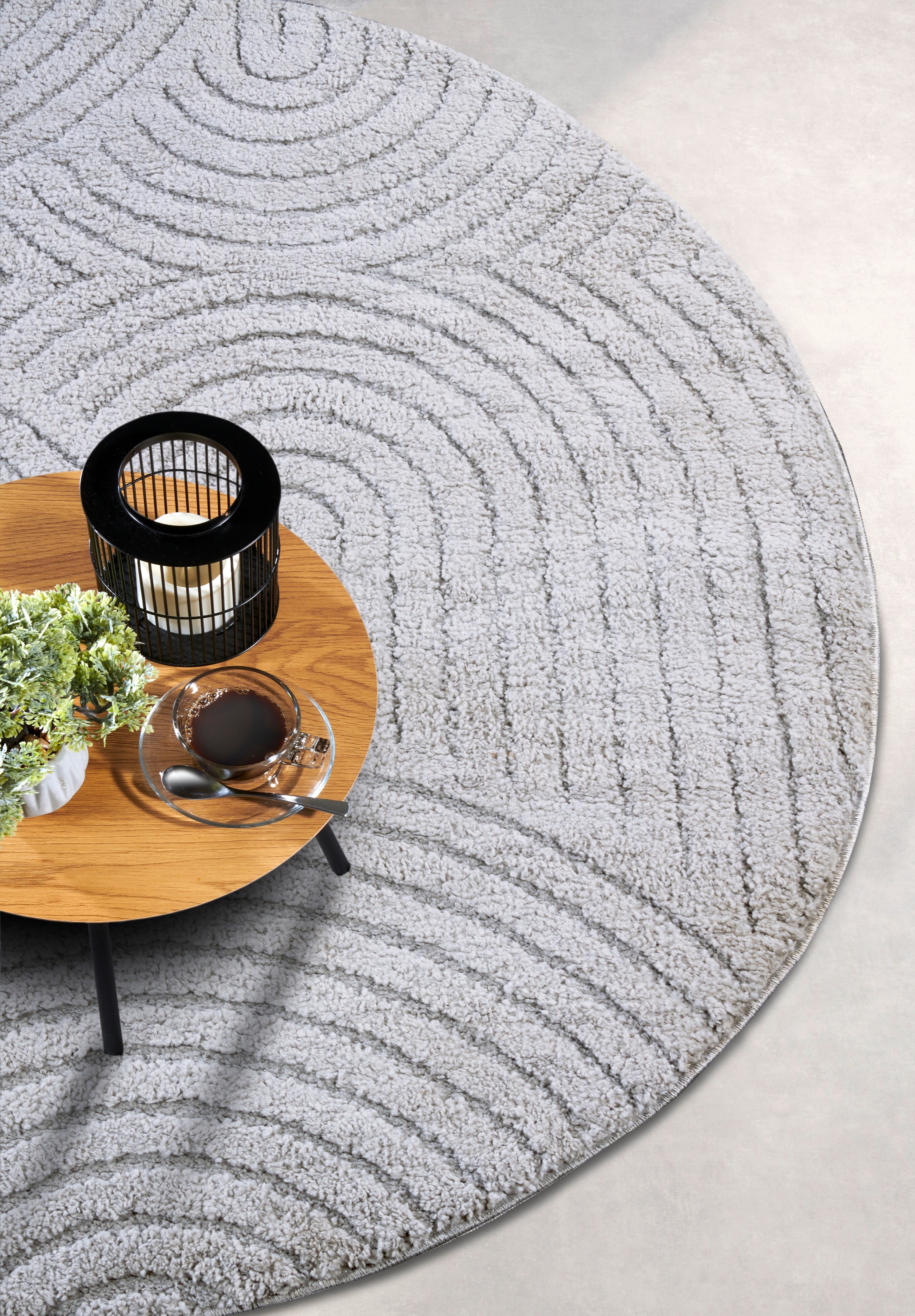 ELLE DECORATION Designteppich »Cosy Panglao, auch als Rundteppich erhältlich«, rechteckig, 14 mm Höhe, uni Kurzflor, Hoch Tief Struktur, modern, Skandi, Boho, Wohnzimmer