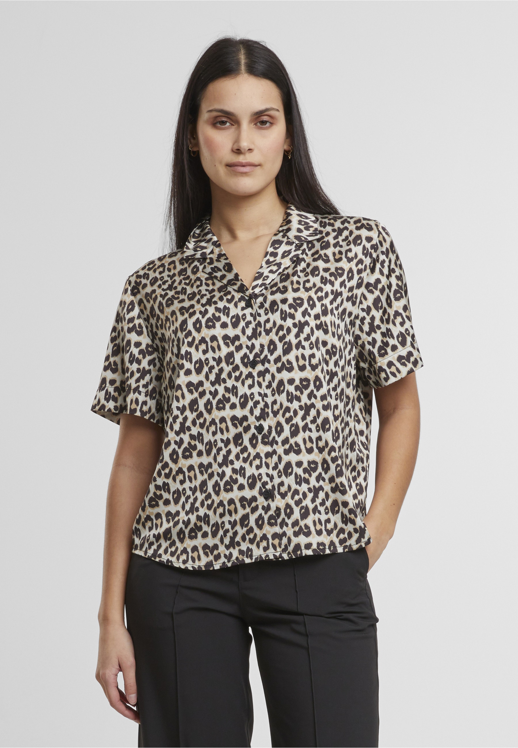 URBAN CLASSICS Blusentop »Urban Classics Ladies Leo Resort Shirt«