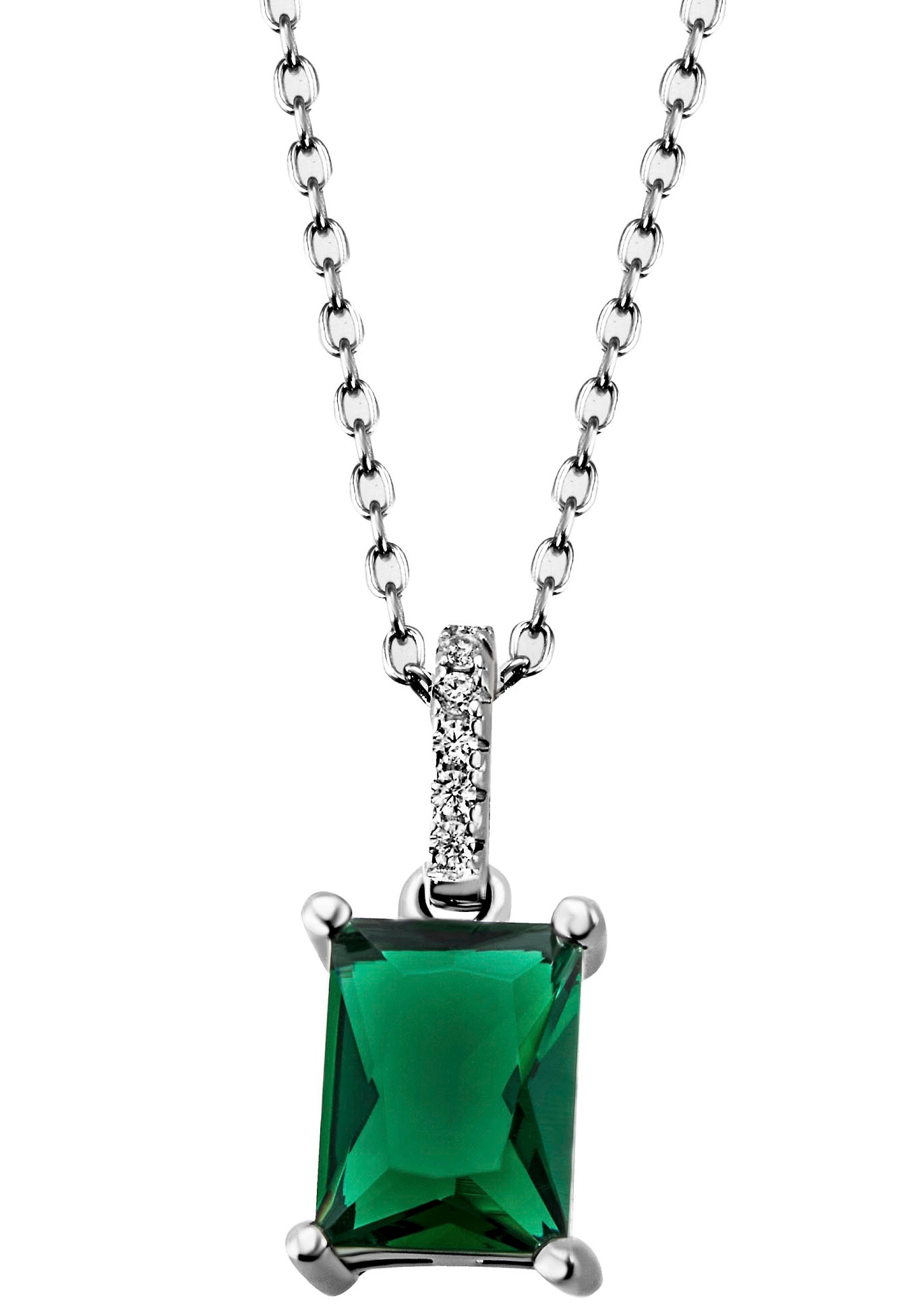Firetti Kette mit Anhänger »Schmuck Geschenk Silber 925 Halsschmuck Halskette Ankerkette Stein«, mit Glasstein, Zirkonia (synth.)