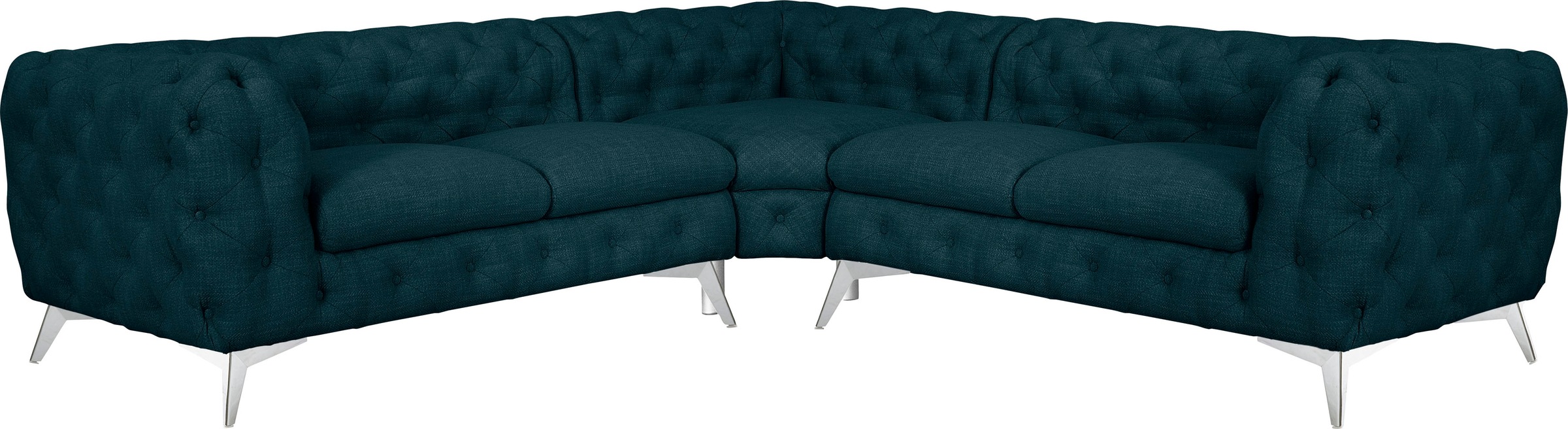 Leonique Chesterfield-Sofa »Ecksofa GLYNIS L-Form mit Wellenunterfederung, günstig online kaufen