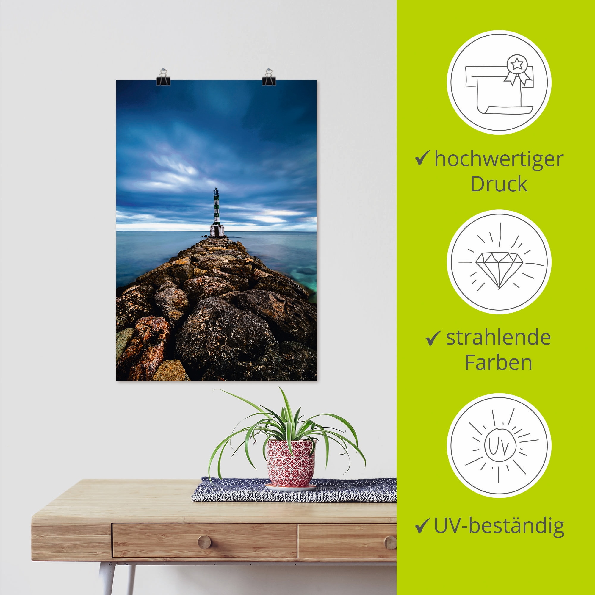 Artland Poster »Leuchtturm am Atlantik«, Küste, (1 St.), als Alubild, Leinwandbild, Wandaufkleber oder Poster in versch. Größen