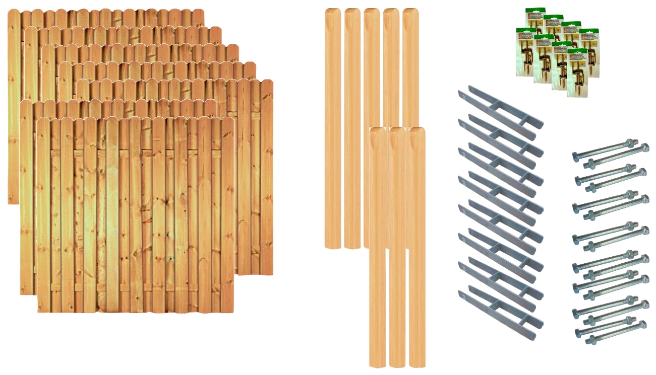 Tetzner & Jentzsch Bohlenzaun »Los Angeles 5« 7 Elemente, LxH: 1332x180 cm günstig online kaufen