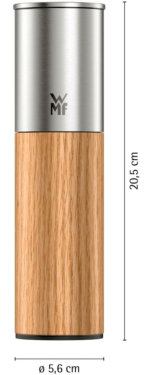 WMF Gewürzmühle »Nature Pro Edelstahl« Keramikmahlwerk, einstellbarer Mahlgrad, Aromaschutzdeckel, Holz