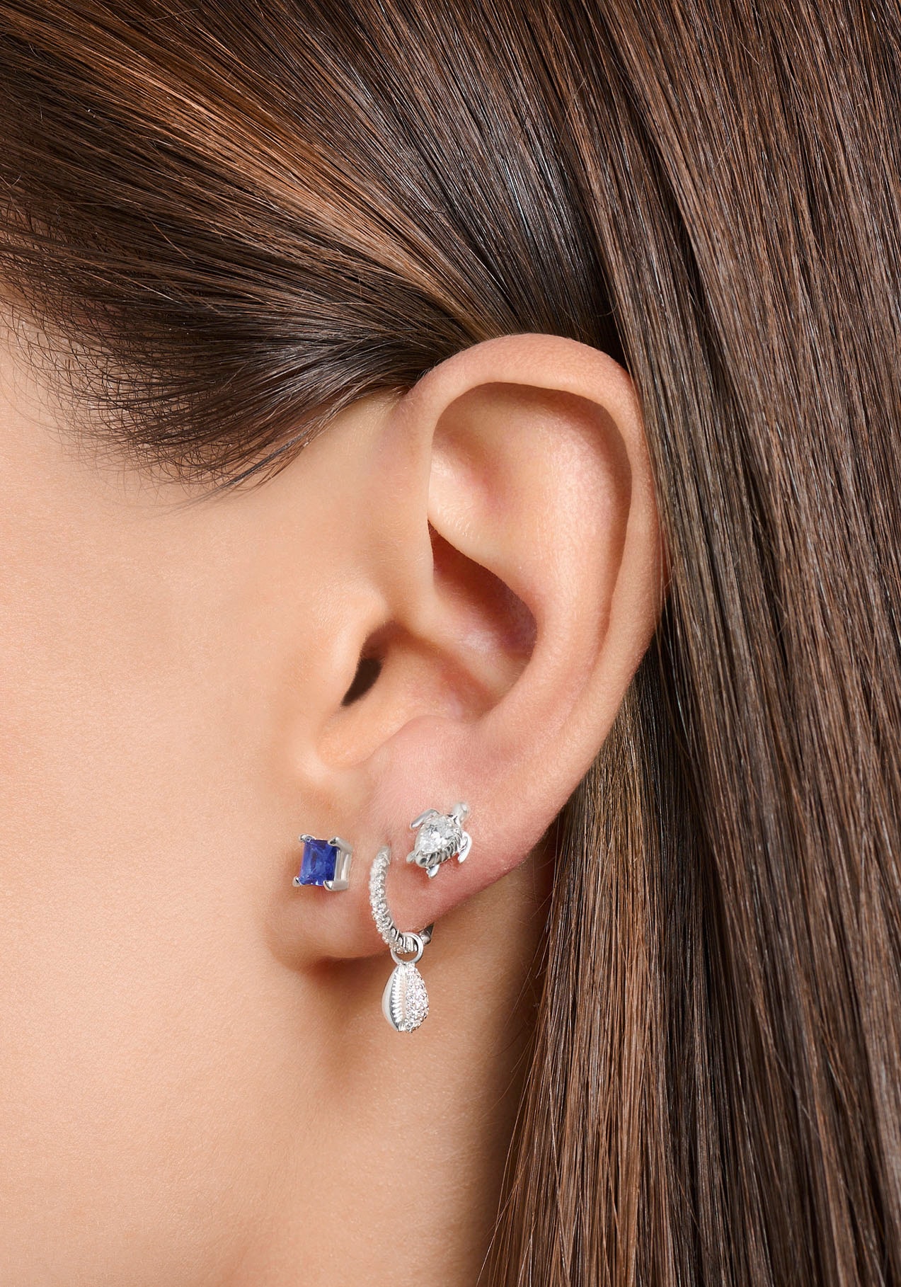 THOMAS SABO Single-Ohrstecker »mit blauem Stein, weißer Stein, H2233-051-14, H2233-699-32«, mit Glas-Keramik Stein oder Zirkonia (synth.)