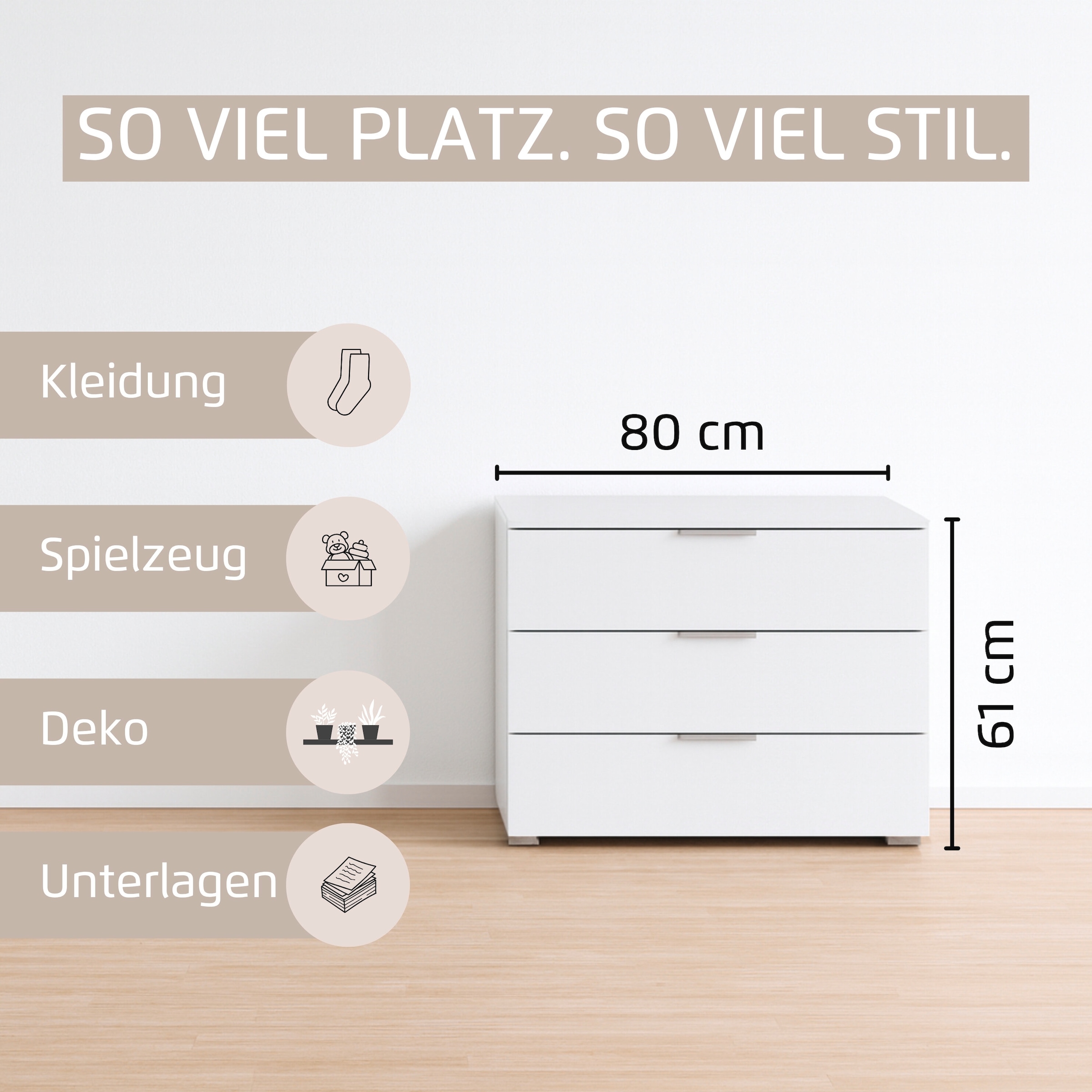 rauch Schubkastenkommode »Lowboard Sideboard Schubladenkommode Kommode ASTANA« Breite 80 cm / Höhe 61 cm, 
