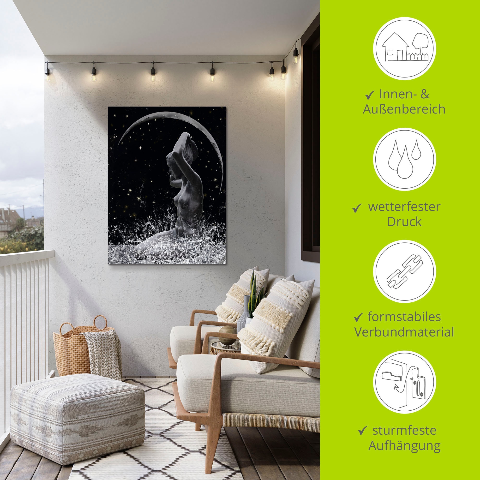 Artland Alu-Dibond-Druck »Unterm Silbermond«, Erotische Bilder, (1 St.), für Innen- und Außenbereich geeignet, Outdoorbild