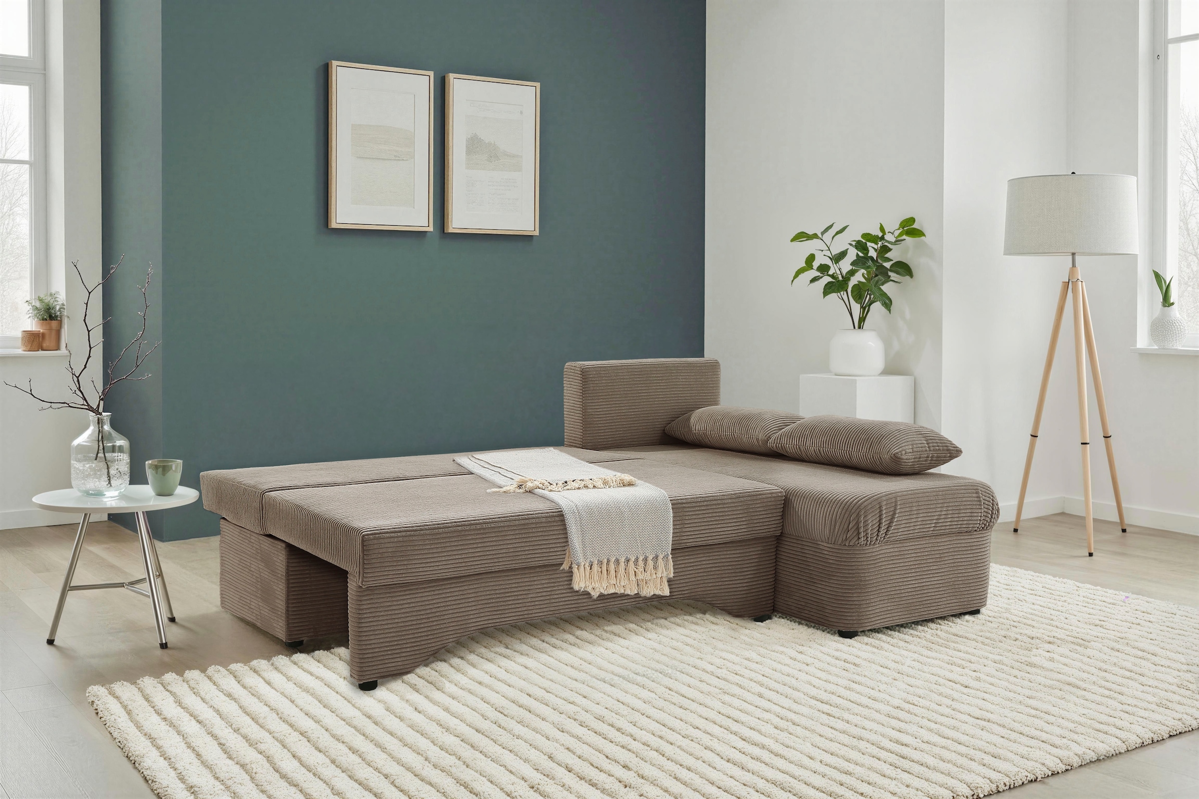 Jockenhöfer Gruppe Ecksofa »L-Form, B: 191 cm« mit Bettfunktion & Bettkasten