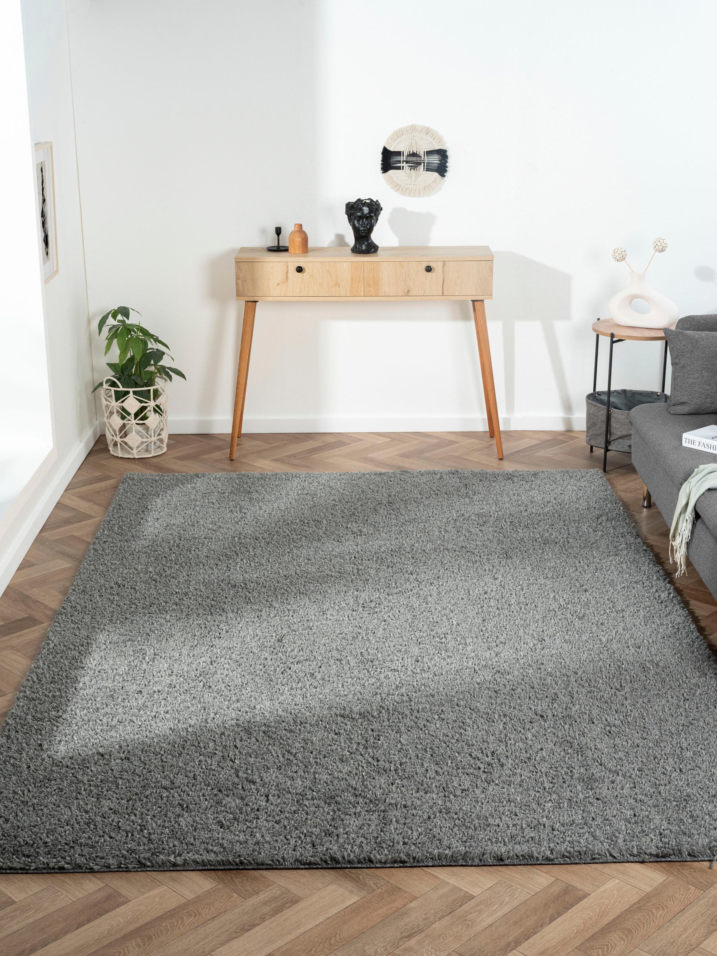 Myflair Möbel & Accessoires Hochflor-Teppich »My Shaggy«, rechteckig, 37 mm Höhe, Shaggy, Uni-Farben, leicht glänzend, Microfaser, extra flauschig