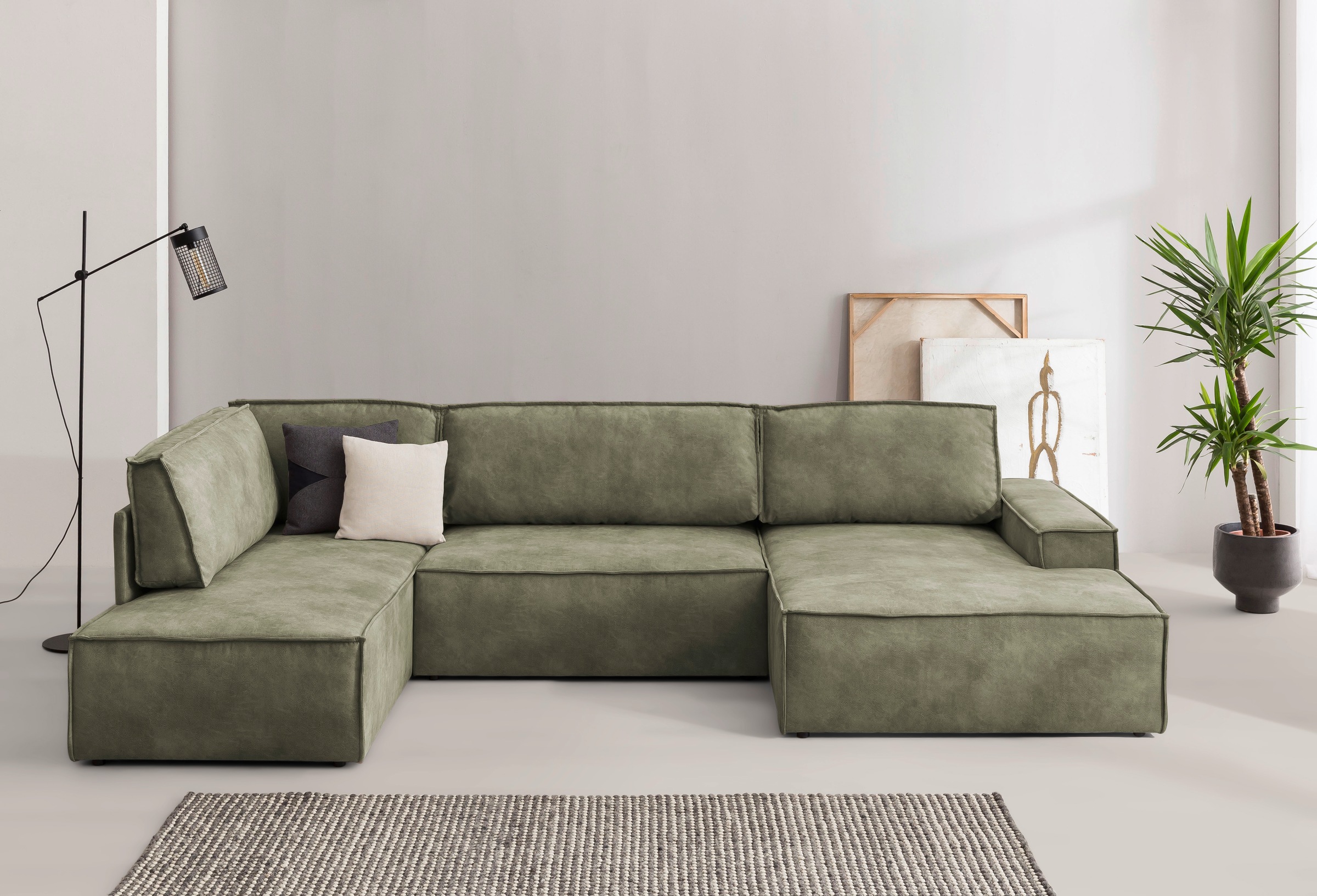 Home affaire Wohnlandschaft »SHERWOOD 329 cm, U-Form, Schlafsofa,« Schlaffu günstig online kaufen