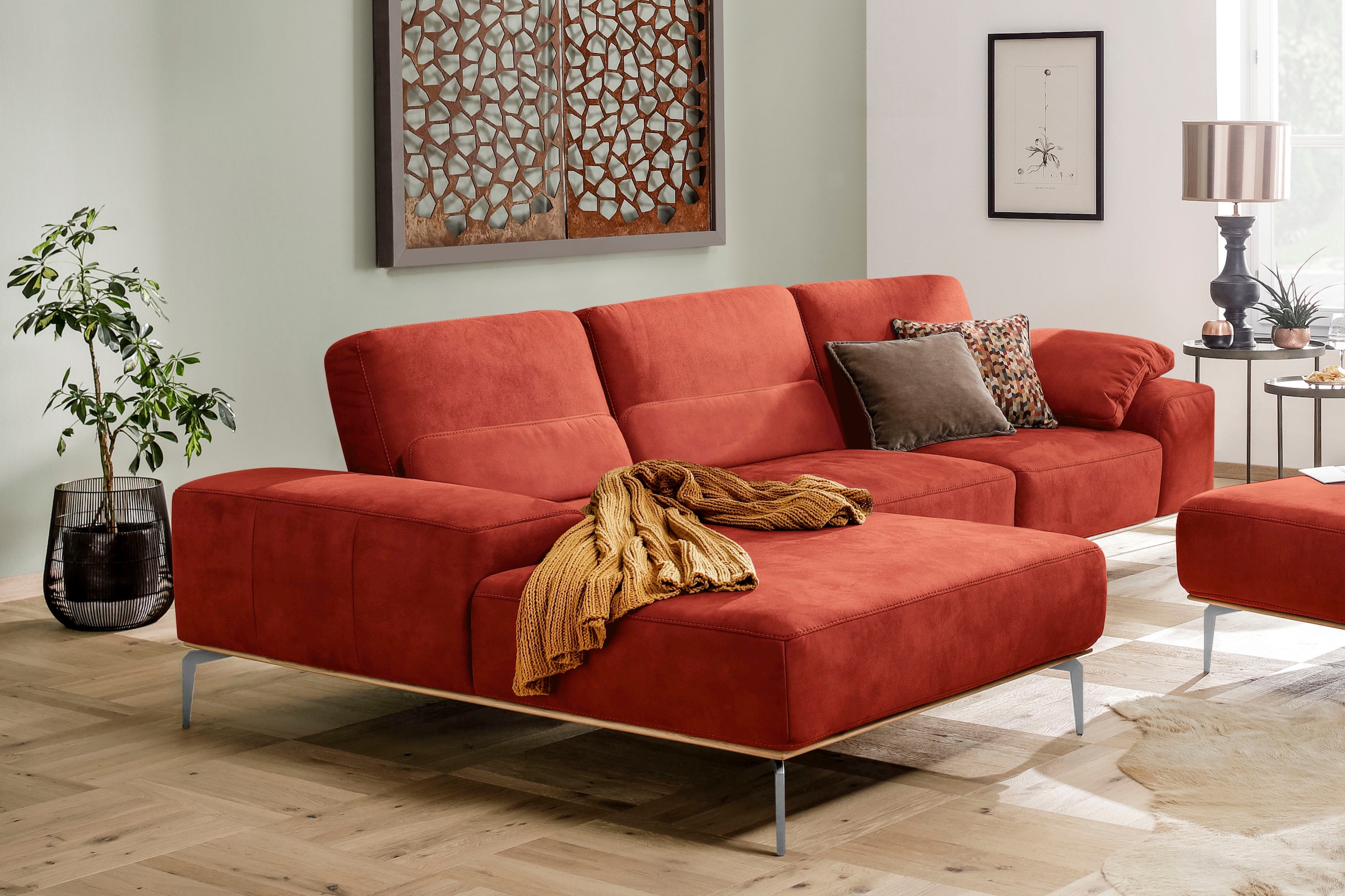 W.SCHILLIG Ecksofa "run", mit elegantem Holzsockel, Füße in Chrom glänzend, günstig online kaufen