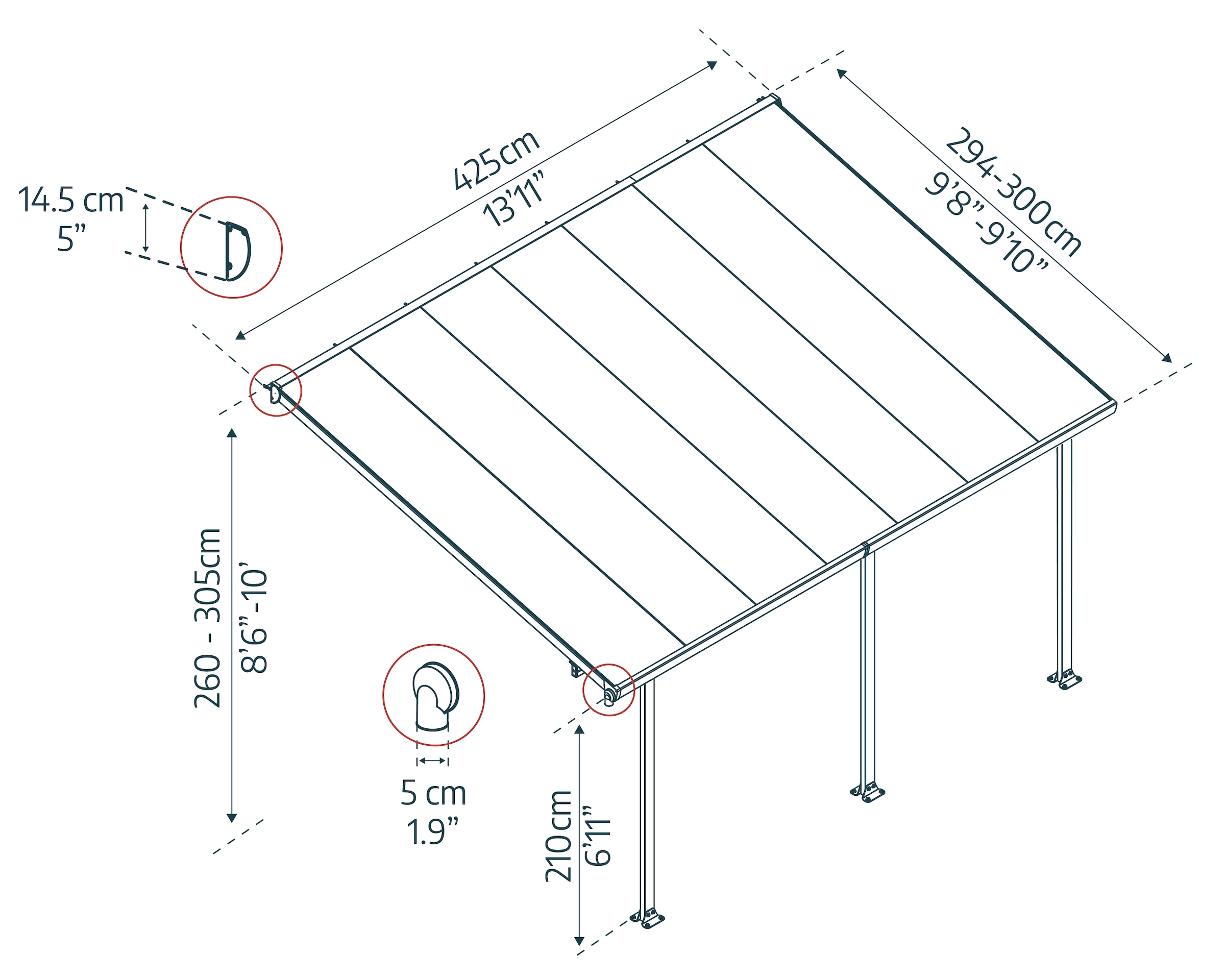 Palram - Canopia Terrassendach »Feria Alu Terrassenüberdachung«, einfache DIY Montage