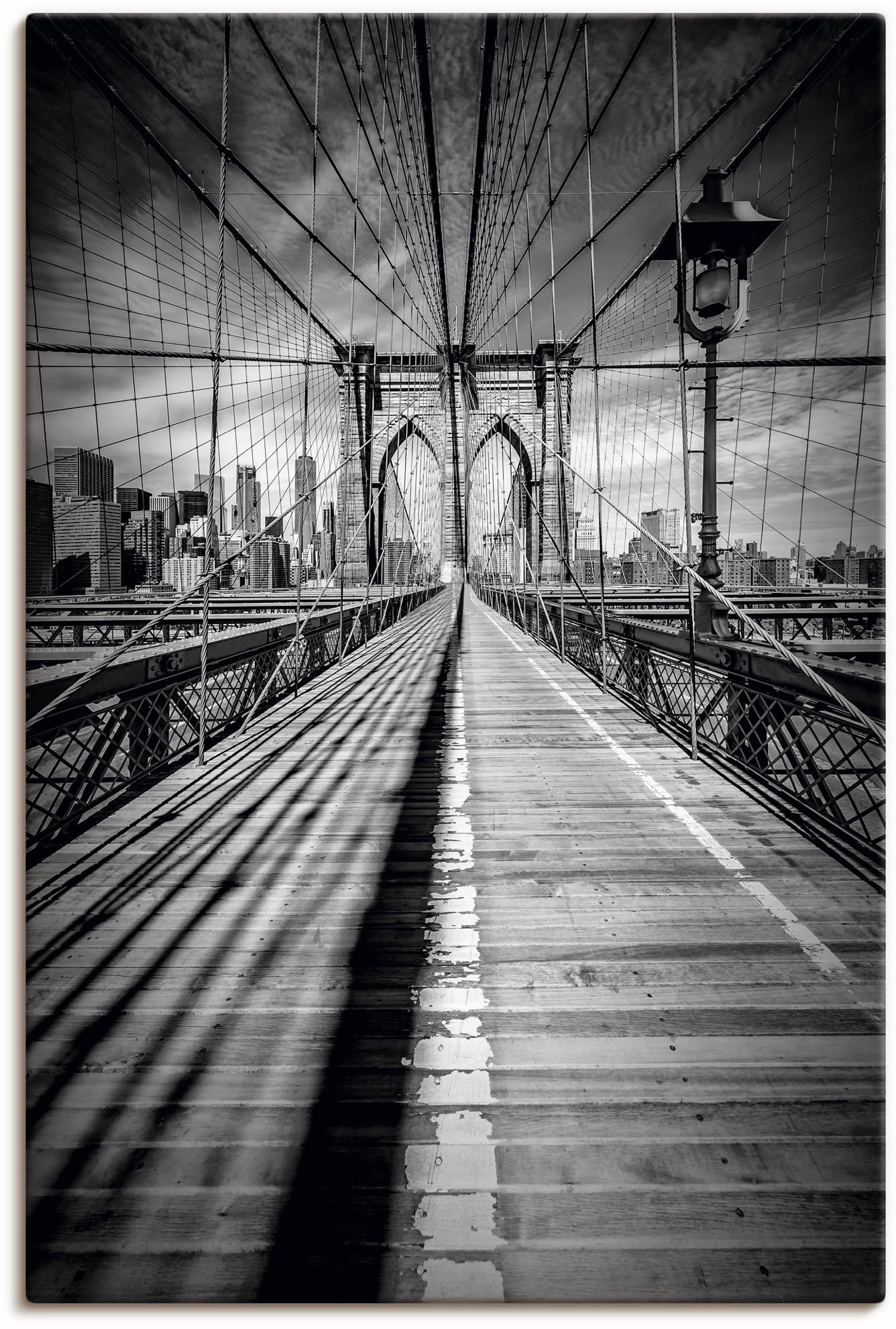Artland Wandbild »Brooklyn Bridge, New York City Monochrom«, New York, (1 St.), als Leinwandbild, Poster in verschied. Größen