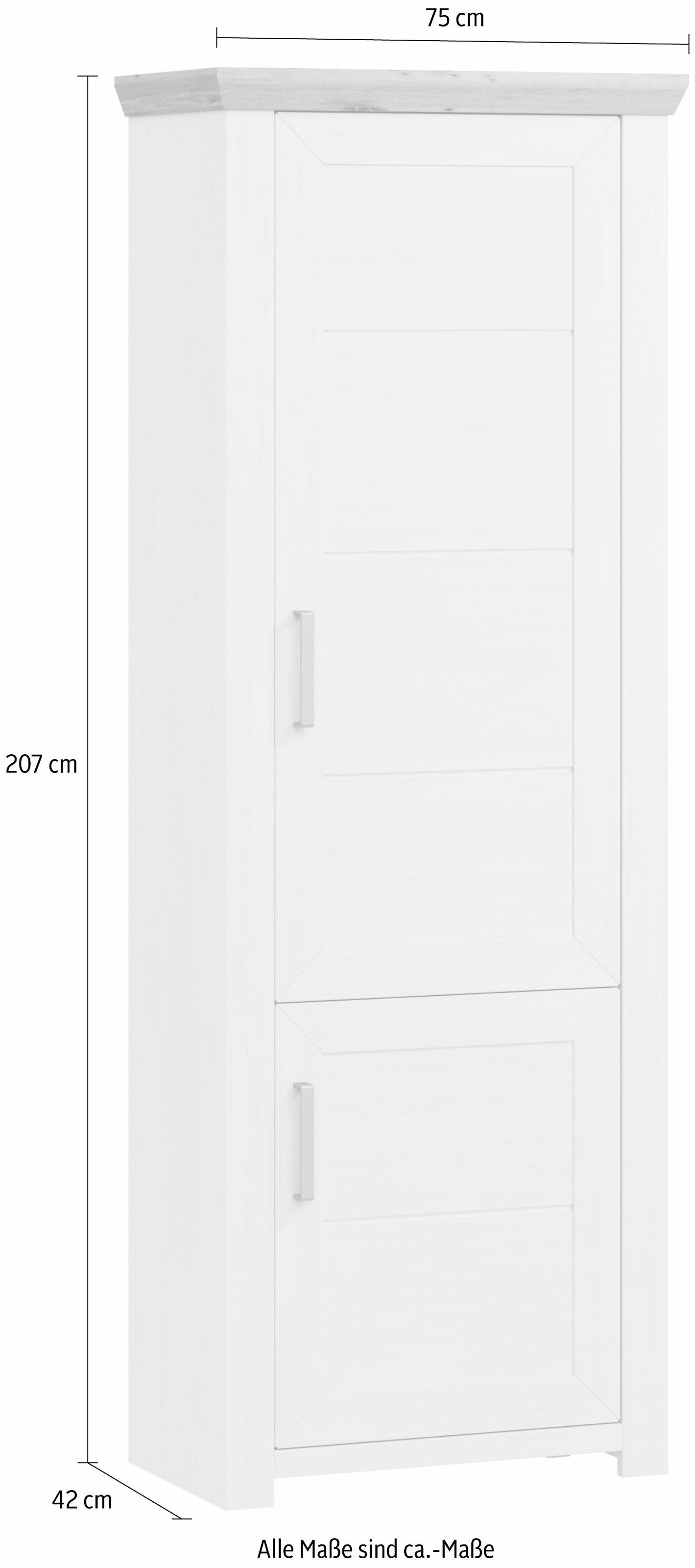 set one by Musterring Drehtürenschrank »York«, Typ 03, in 3 Farbvarianten, mit Bügelgriff in silber, B 75 x H 207 cm