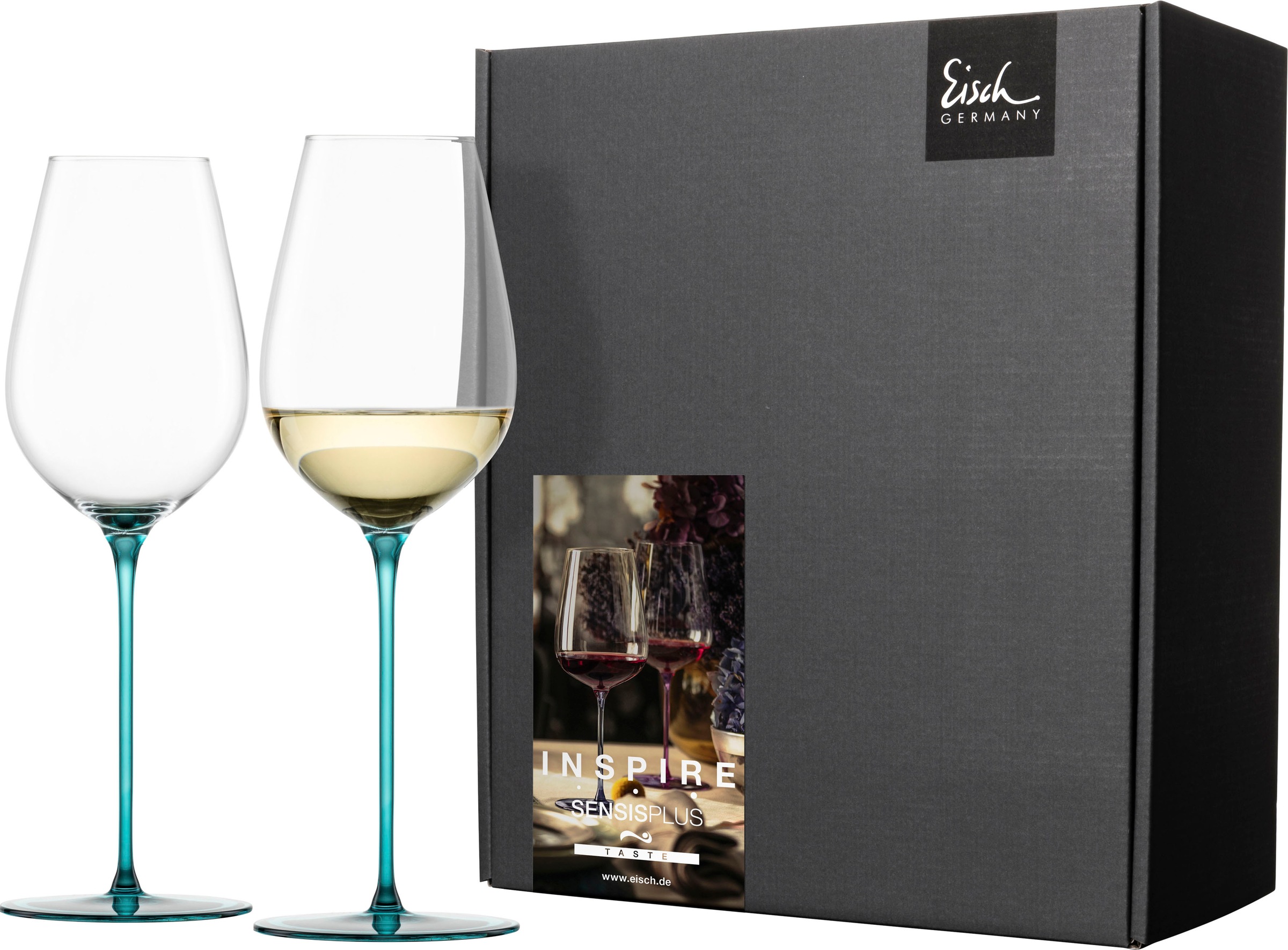 Eisch Germany Champagnerglas »INSPIRE SENSISPLUS«, (Set, 2 tlg., 2 Gläser im Geschenkkarton), die Veredelung der Stiele erfolgt in Handarbeit, 400 ml, 2-teilig