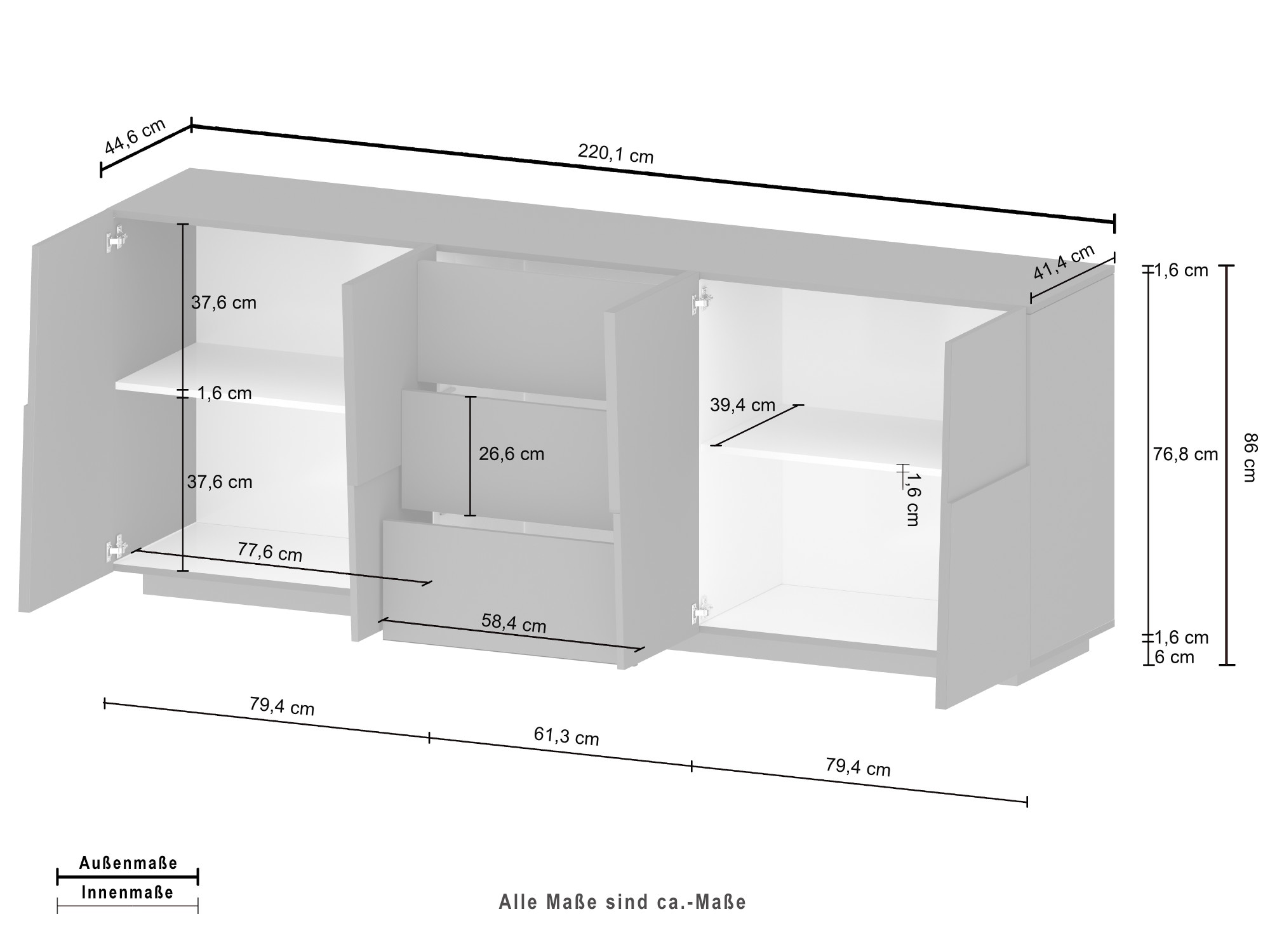 Home affaire Sideboard »Pongo« 1 Stk. tlg.