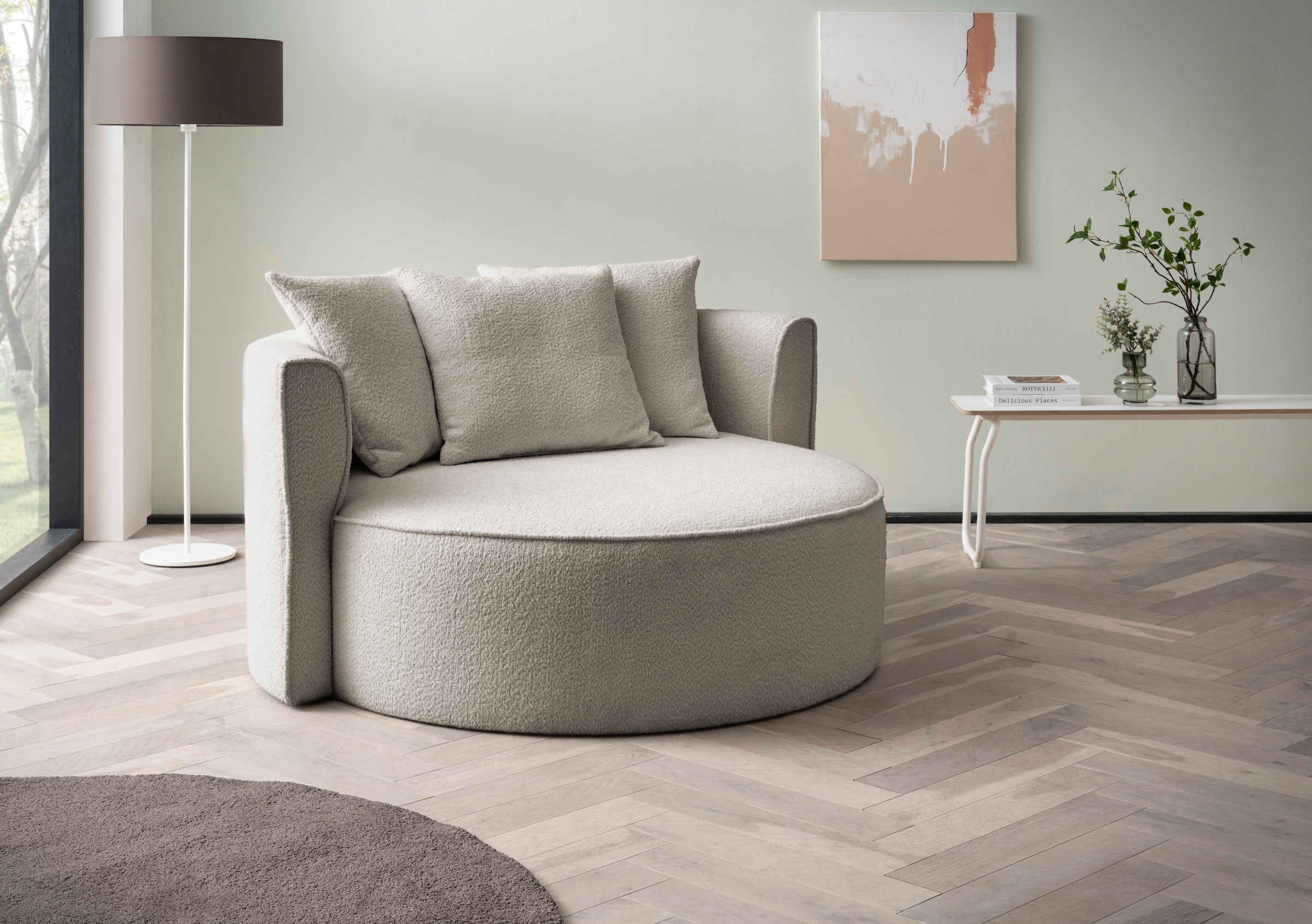 LeGer Home by Lena Gercke XXL-Sessel »Isalie, Lesesessel, Loveseat, inklusive Zierkissen«, extra große Sitzfläche, optional mit Hocker, Cord, Samt, Bouclé