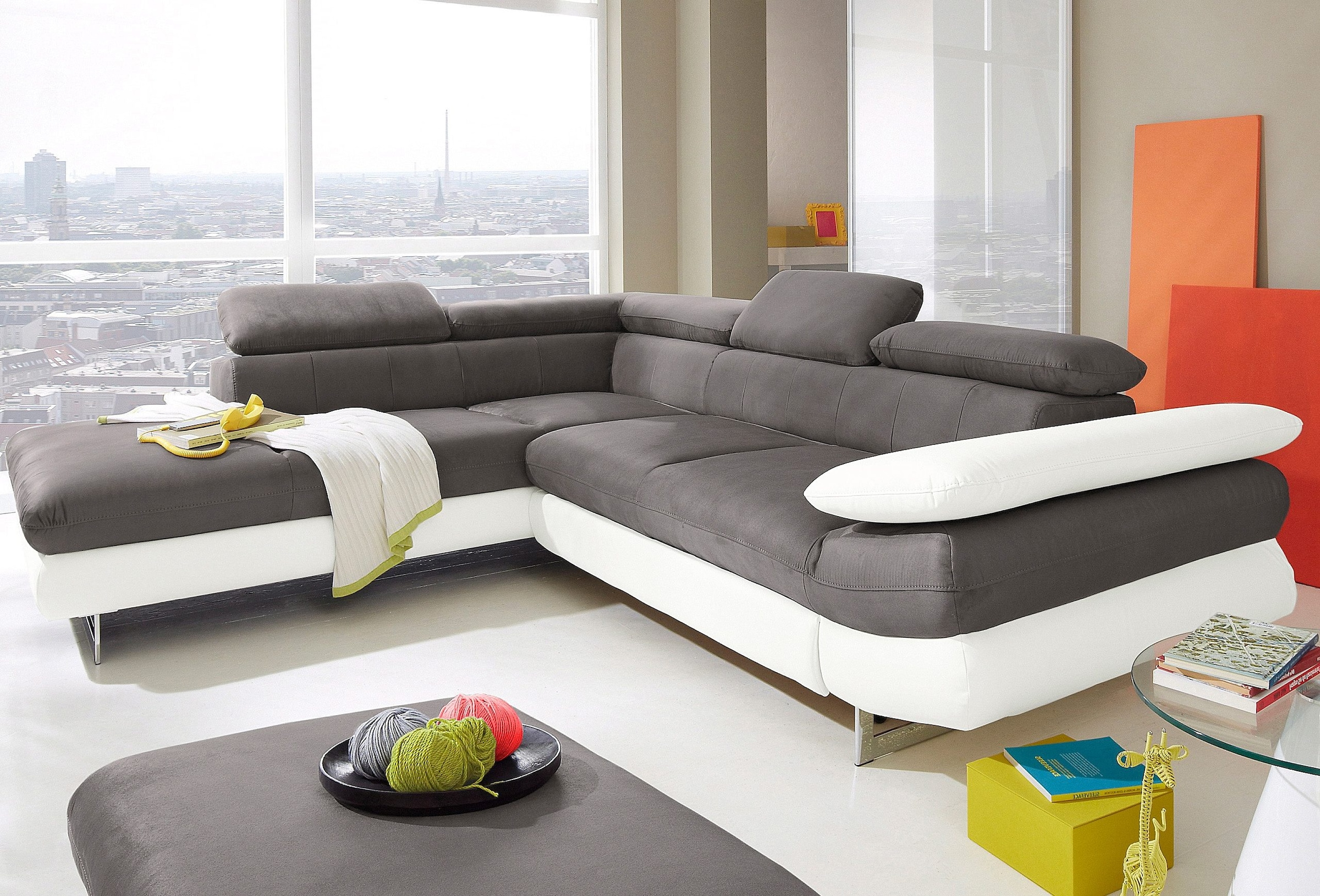 COTTA Ecksofa »Solution L-Form« mit Arm- & Kopfteilverstellung, wahlweise m günstig online kaufen