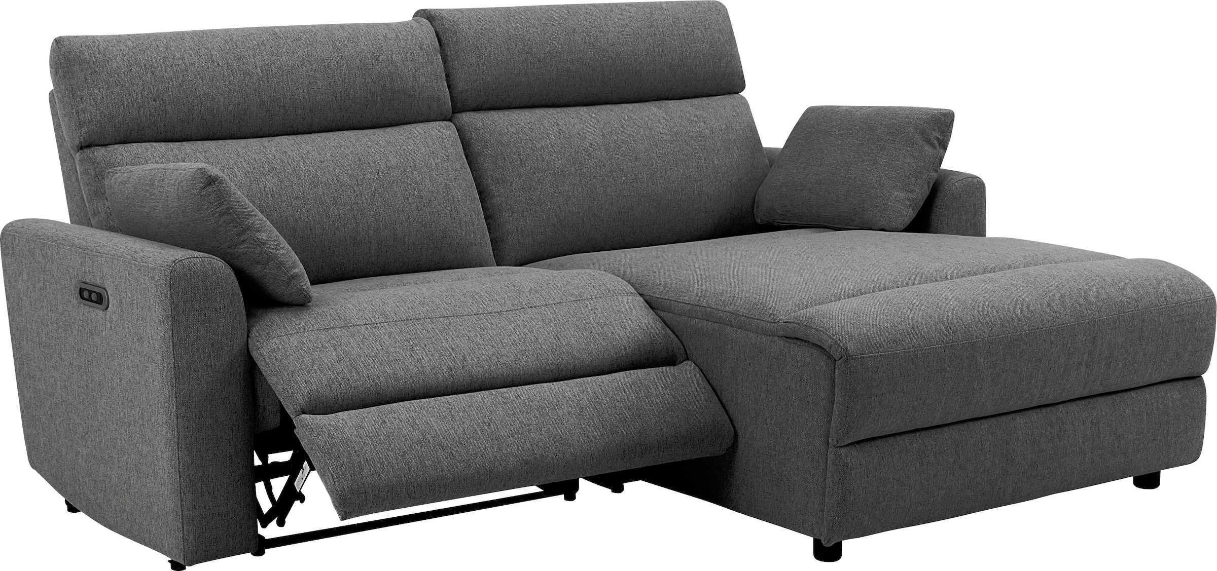 INOSIGN Ecksofa »JENNA, L-Form, 209cm, manuelle u. elektrische Funktion, mit USB A/C,«, Liegefunktion 105°-150°, Federkern, Struktur fein