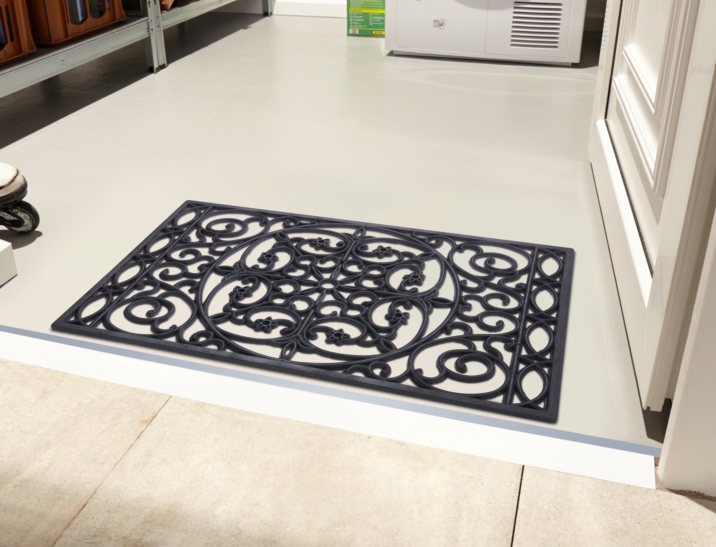 HANSE Home Fußmatte »Mix Mats Gusseisen-Optik Gummi Trellis, Türmatte«, rechteckig, 8 mm Höhe, Strapazierfähig, pflegeleicht, robust, wetterfest, UV-beständig