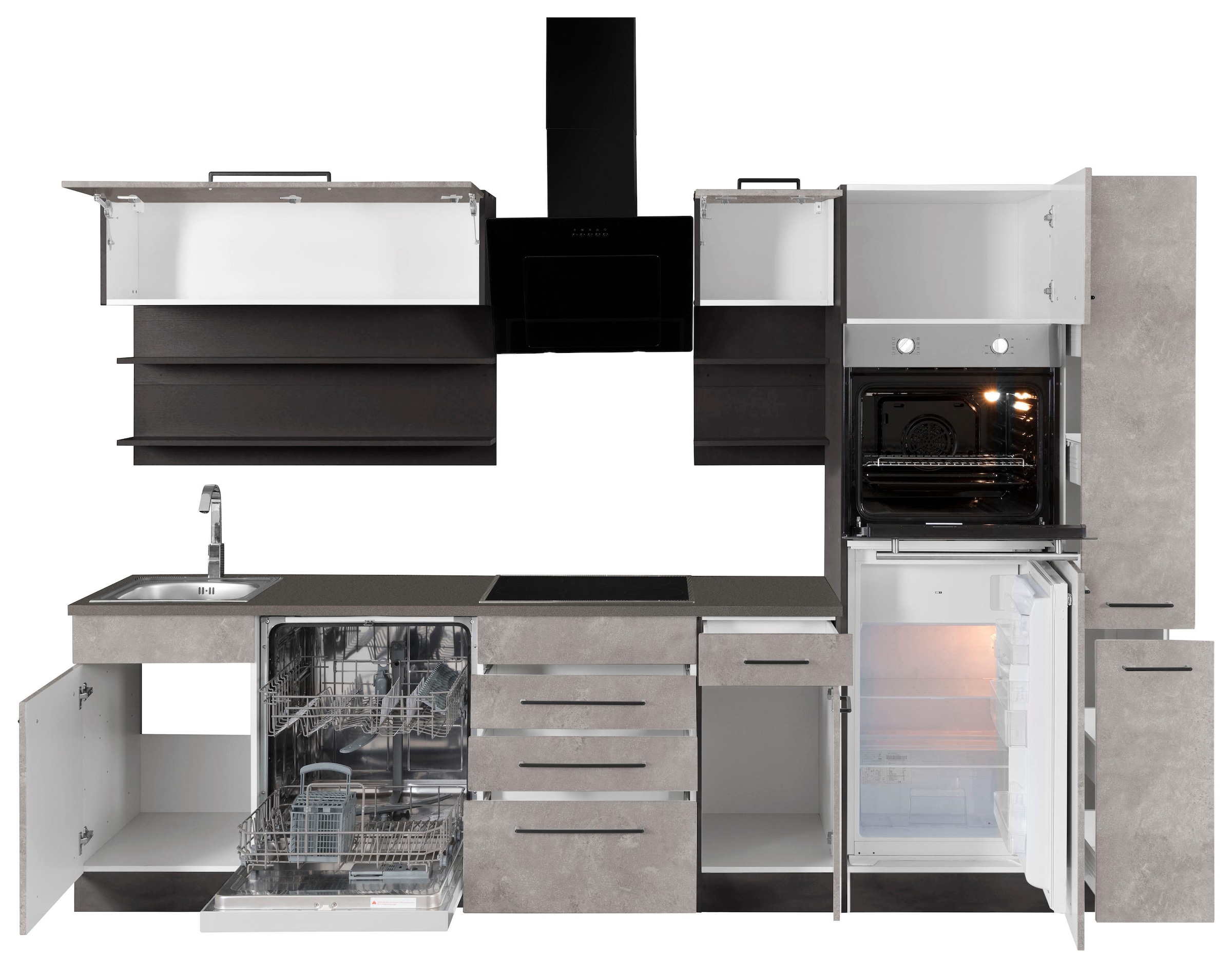 HELD MÖBEL Küchenzeile »Tulsa«, ohne E-Geräte, Breite 300 cm, schwarze  Metallgriffe, MDF Fronten online bestellen