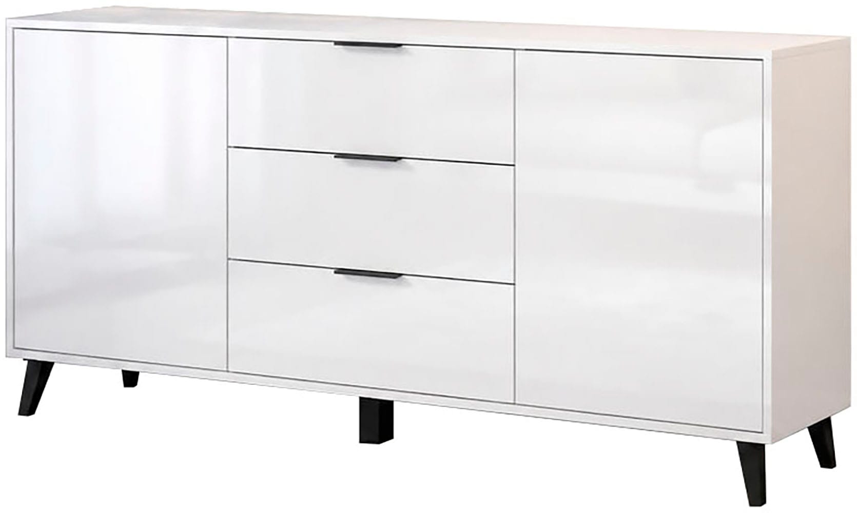 OTTO home Sideboard »Oslo, B/H/T: 150/76/39,5 cm« 3 Schubladen, 2 Türen mit Push-to-open, schwarze Metallgriffe