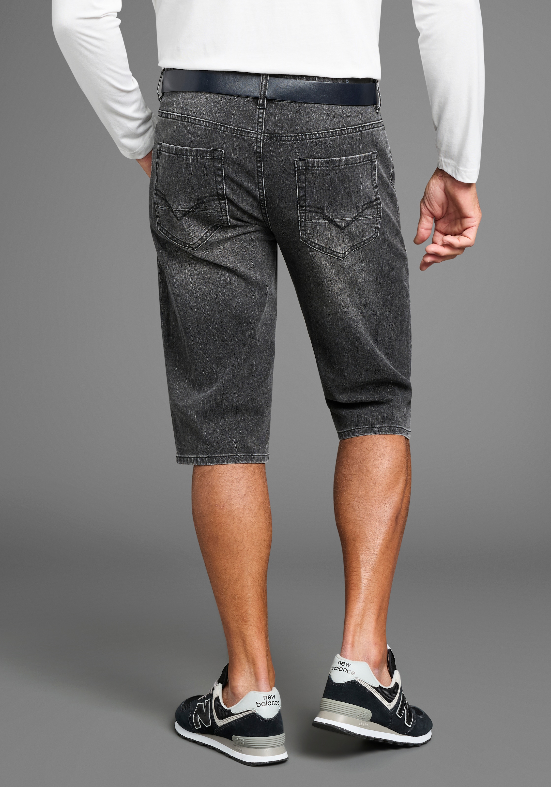 H.I.S Jeansbermudas »HANTZ«, (Set, 2 tlg., mit abnehmbarem Gürtel), gerader Beinschnitt, Used-Look mit Abriebeffekten