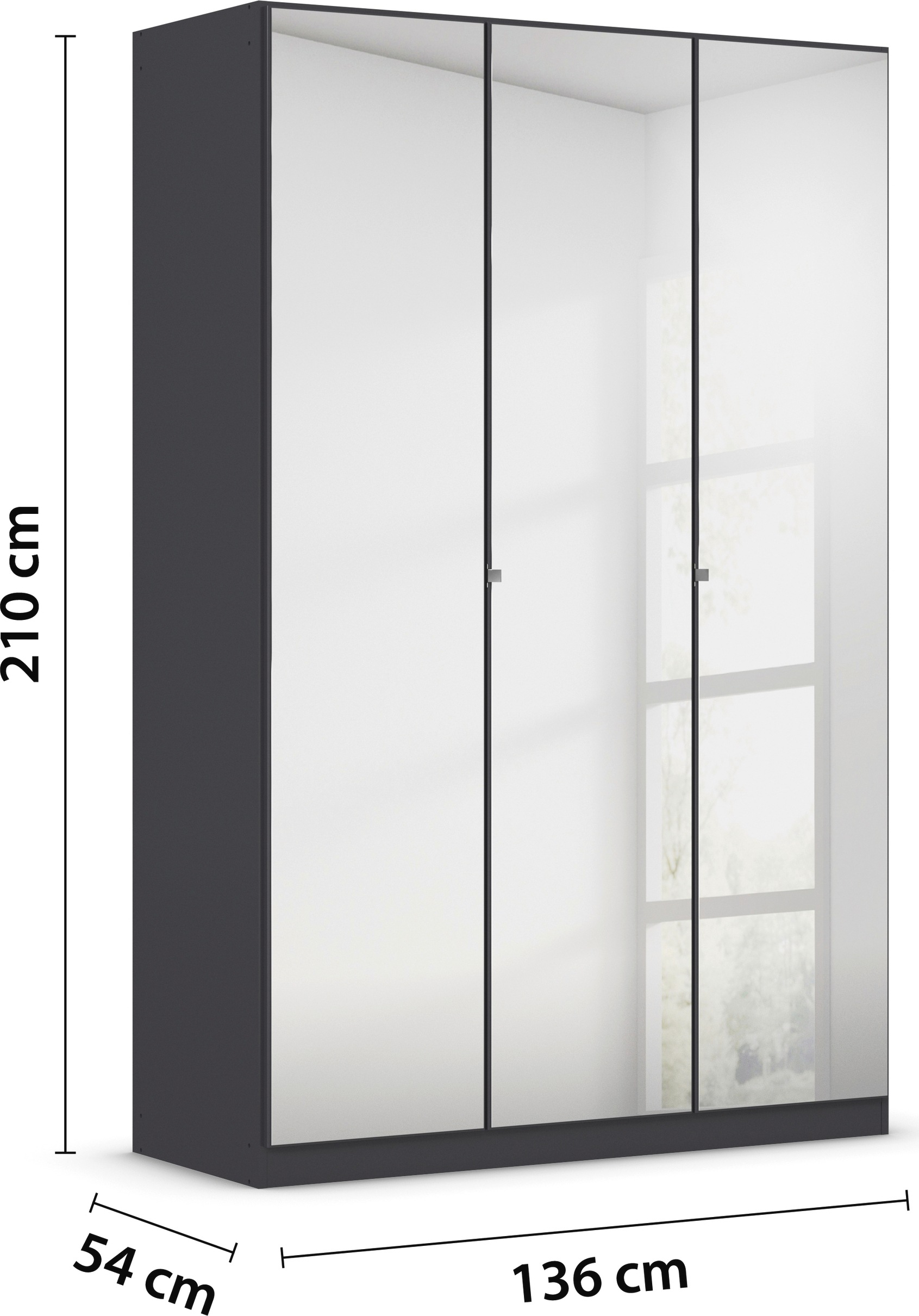 rauch Drehtürenschrank »Reflect«, mit Spiegelfront, inkl. praktischer Inneneinteilung und Stoffboxen-Set