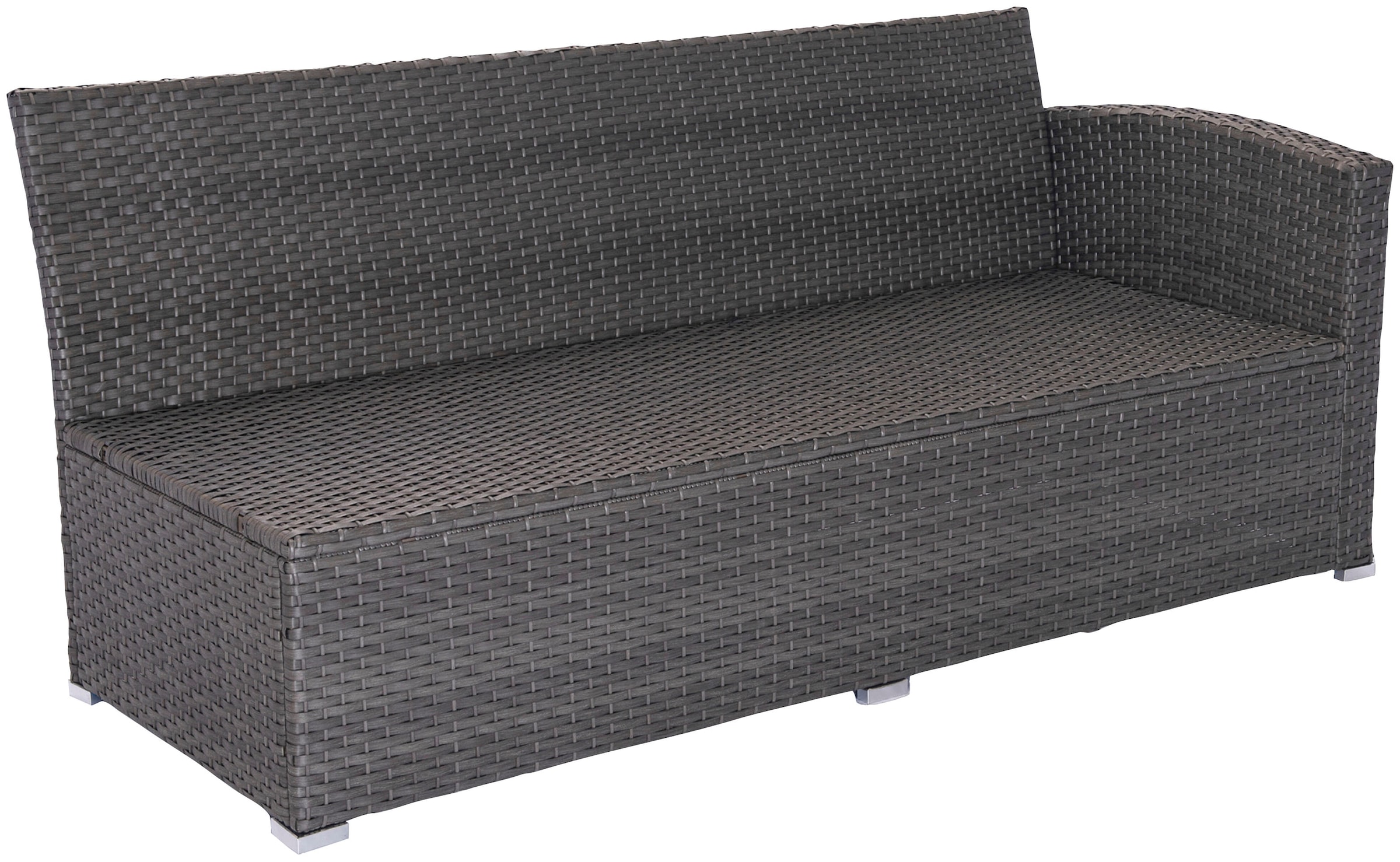 KONIFERA Gartenlounge-Set »London«, (Set, 17 tlg., 2x3er Sofa, 2x Hocker, 1x Tisch 140x80x66cm, inkl. Auflagen), inkl. Schutzhülle, Aluminium, Polyrattan