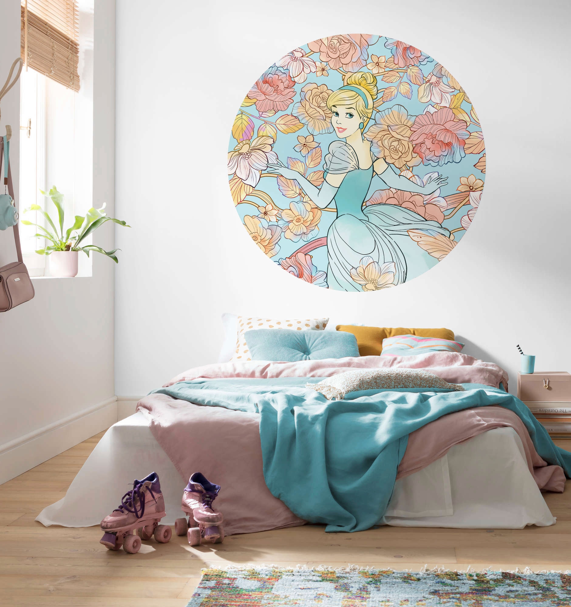 Komar Vliestapete »Vlies selbstklebend - Cinderella Pastel Dreams - Größe 125 x 125 cm«, bedruckt, Kinderzimmer