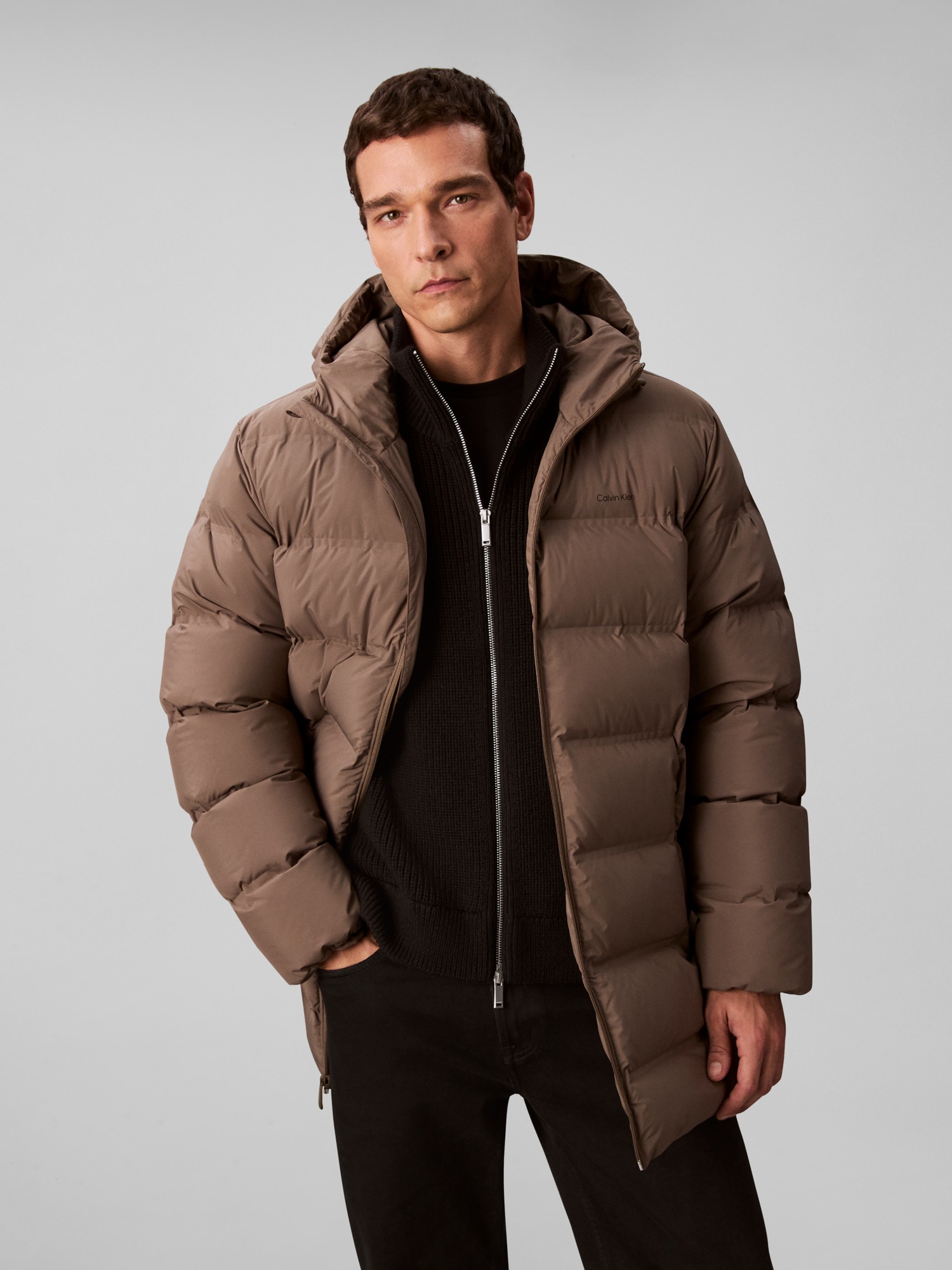 Calvin Klein Jeans Steppmantel »LS BONDED CHNNLD LONG HOODED PUF« Mit Rundhalsausschnitt, regular fit