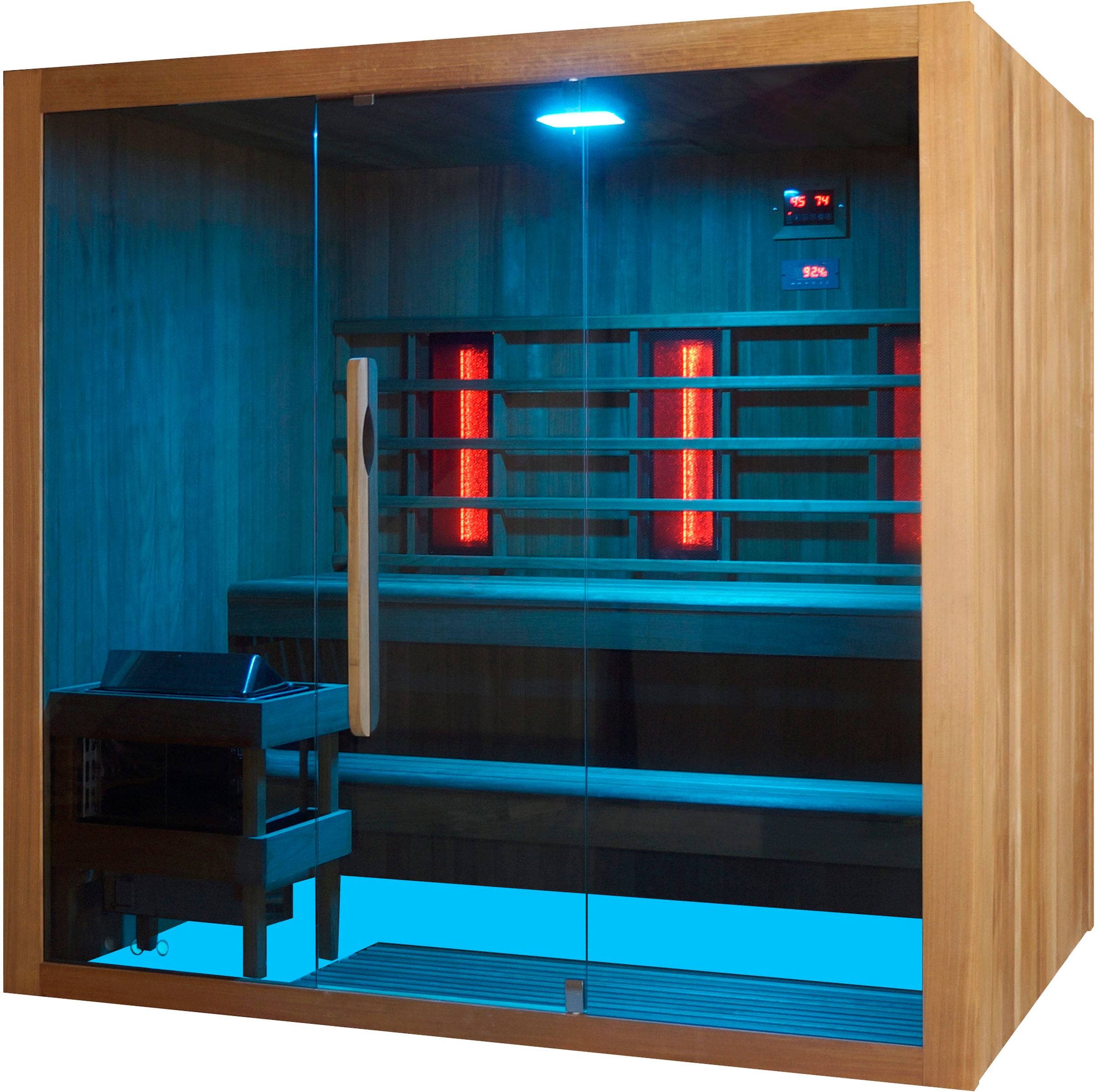 Sanotechnik Sauna »»KOTKA« mit Infrarotkabine«, geeignet für 5 Personen, Espenholz