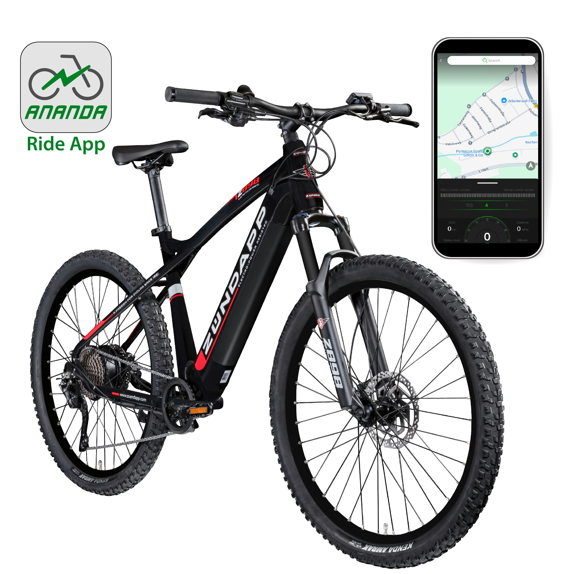 Zündapp E-Bike »Z898«, 10 Gang, Heckmotor 250 W, Pedelec, Elektrofahrrad für Damen u. Herren, MTB