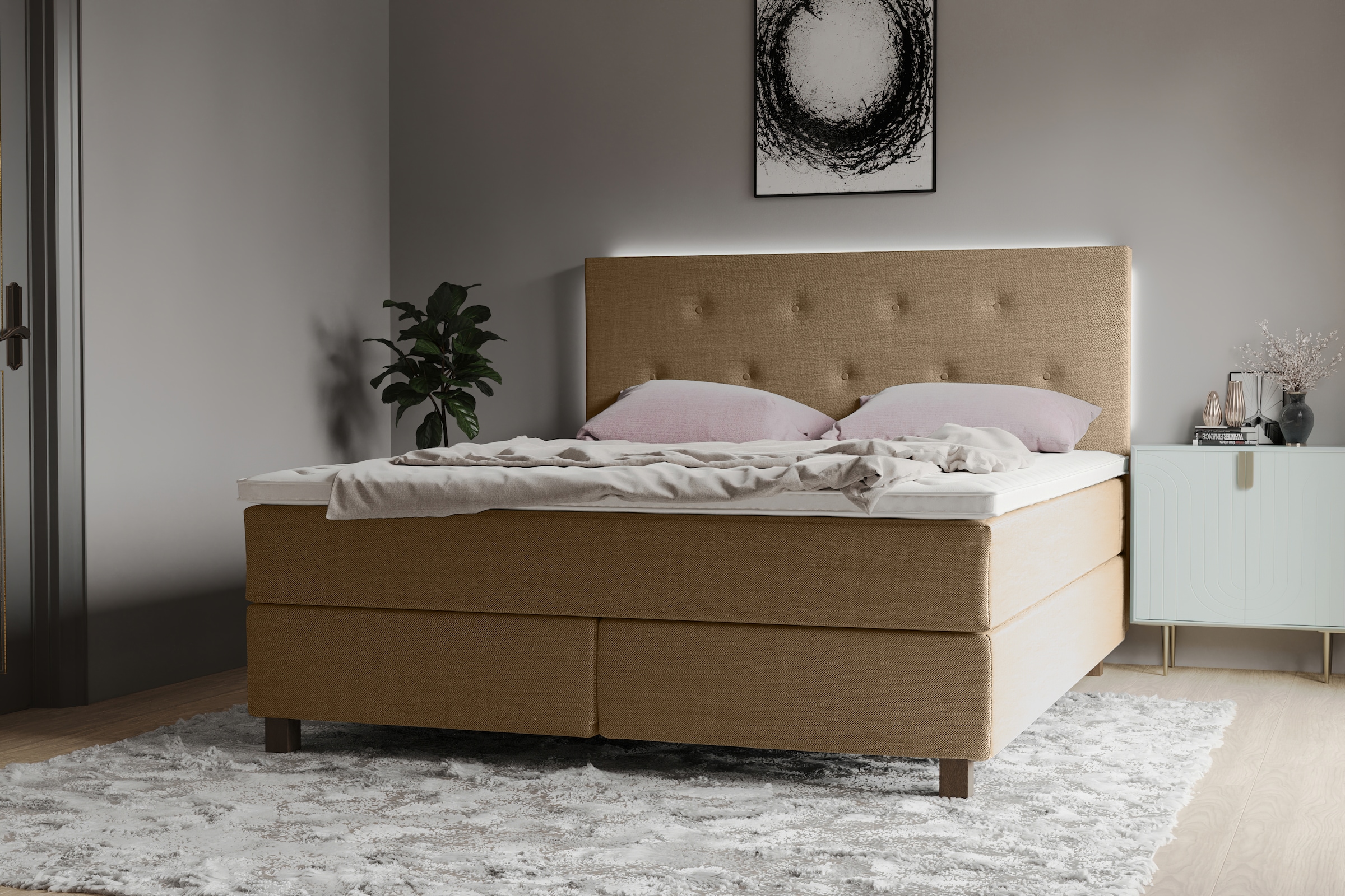 INOSIGN Boxspringbett "Alenika", mit LED - Beleuchtung, mit Taschen-Federke günstig online kaufen