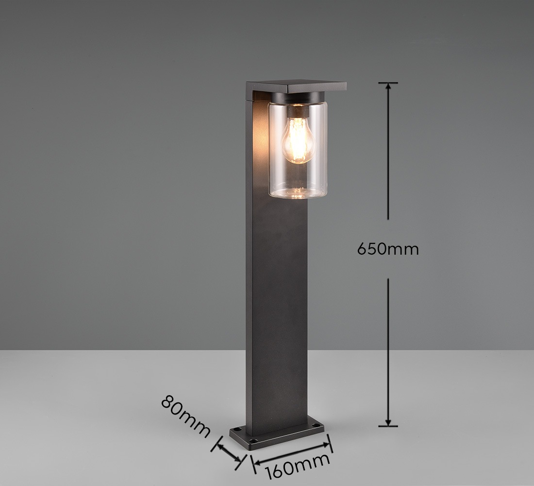 TRIO Leuchten Außen-Stehlampe »ARDILA, Stehleuchte Outdoor Garten Terrasse, exkl 1xE27 max 40W«, 1 flammig, Leuchtmittel E27 | Leuchtmittel wechselbar, Garten Stehlampe IP44 mit Dämmerungssensor, Pollerleuchte Höhe 65cm