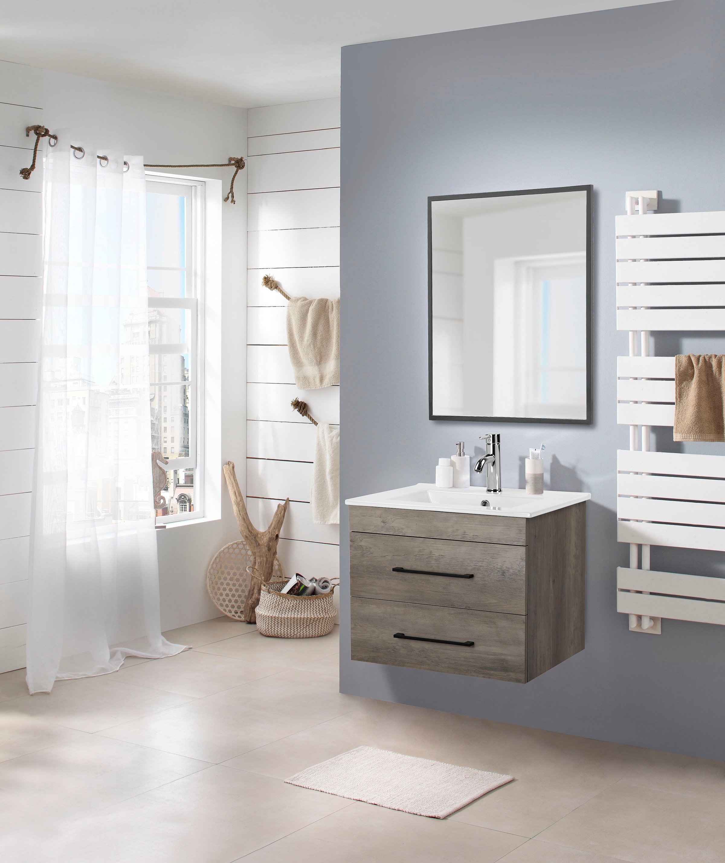 welltime Waschtisch »Florenz Badschrank Badmöbel inkl. Waschbecken« Komplet günstig online kaufen