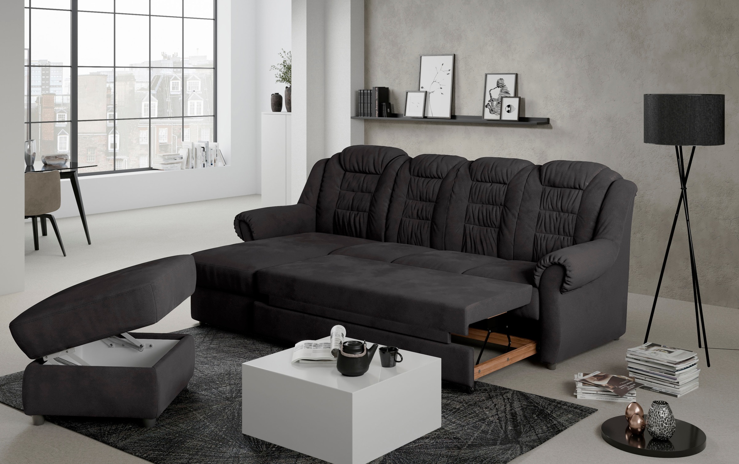 Home affaire Ecksofa »Boston L-Form«, mit hoher Rückenlehne, wahlweise mit günstig online kaufen