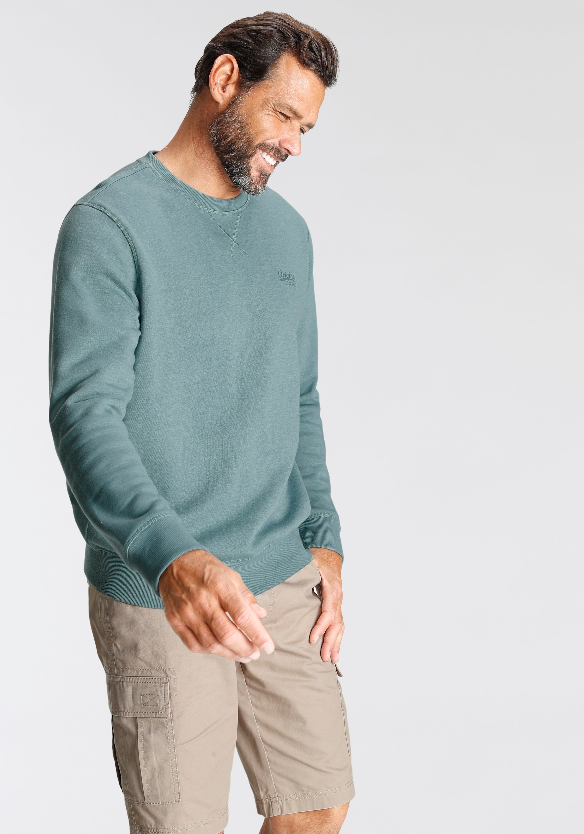 Man's World Sweatshirt, Langarm, Basic-Stil, unifarben, Rundhalsausschnitt