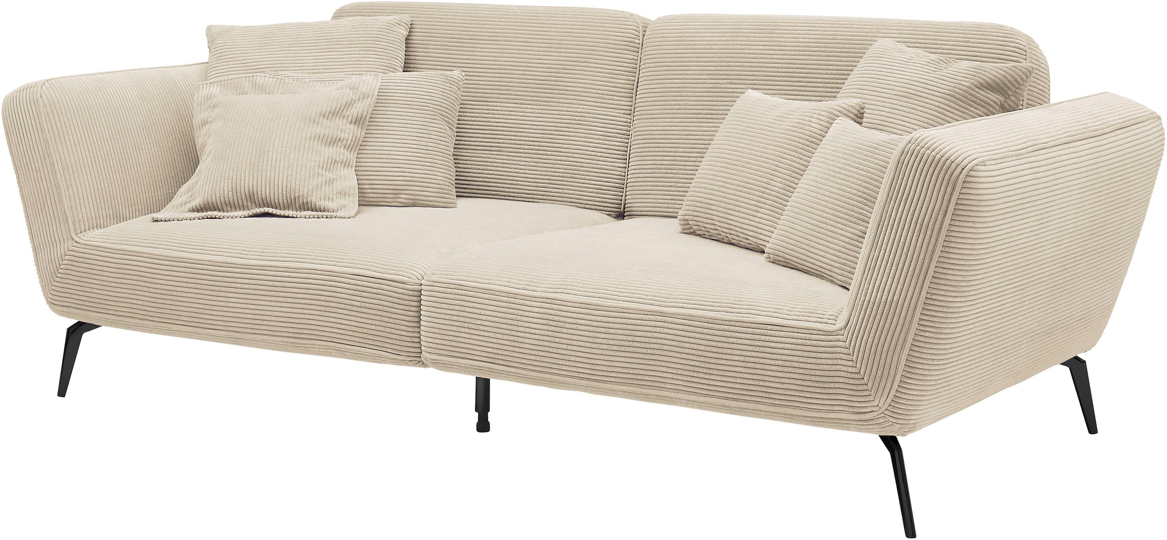 set one by Musterring Big-Sofa »SO 4500 Mega-Sofa, mega bequem, hochwertig verarbeitet«, Füße schwarz matt, wahlweise mit Kopfstütze, Breite 260cm, in Cord