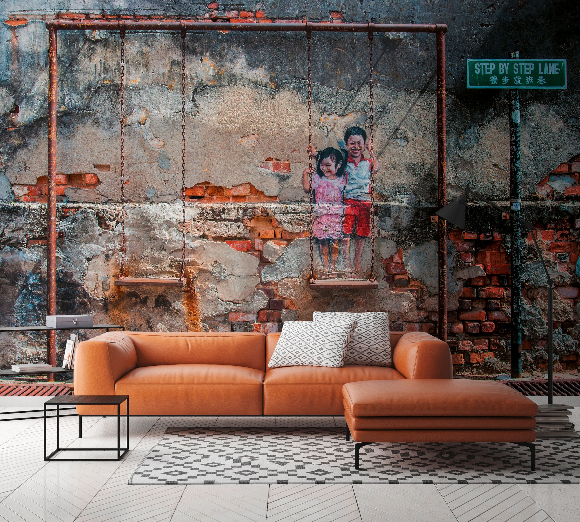 A.S. Création Vliestapete »Fototapete StreetArt Kinder auf Schaukel« matt s günstig online kaufen