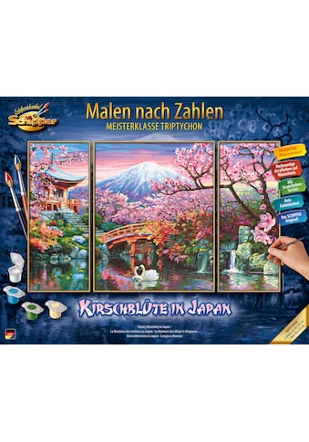 Malen nach Zahlen »Meisterklasse Triptychon - Kirschblüte in Japan«, Made in Germany