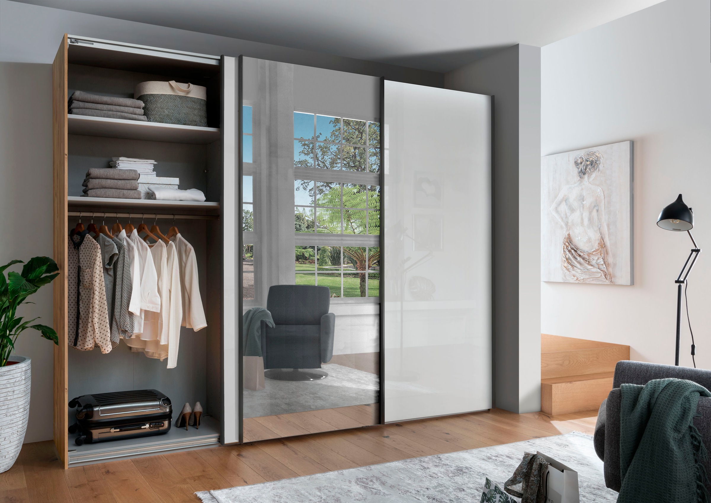 WIEMANN Schwebetürenschrank »Monaco«, hochwertige Glas- und Spiegelfront