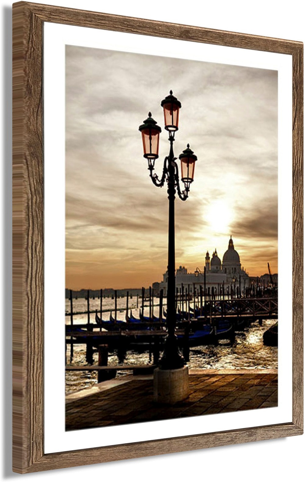 Bönninghoff Bild mit Rahmen »Wandbild gerahmt LATERNE 40x50 cm – Wanddeko modern« Europa | Gebäude | Italien | Landschaft | Sonnenaufgang & -untergang | Venedig 1 Stk. tlg. mit dekorativem Rahmen