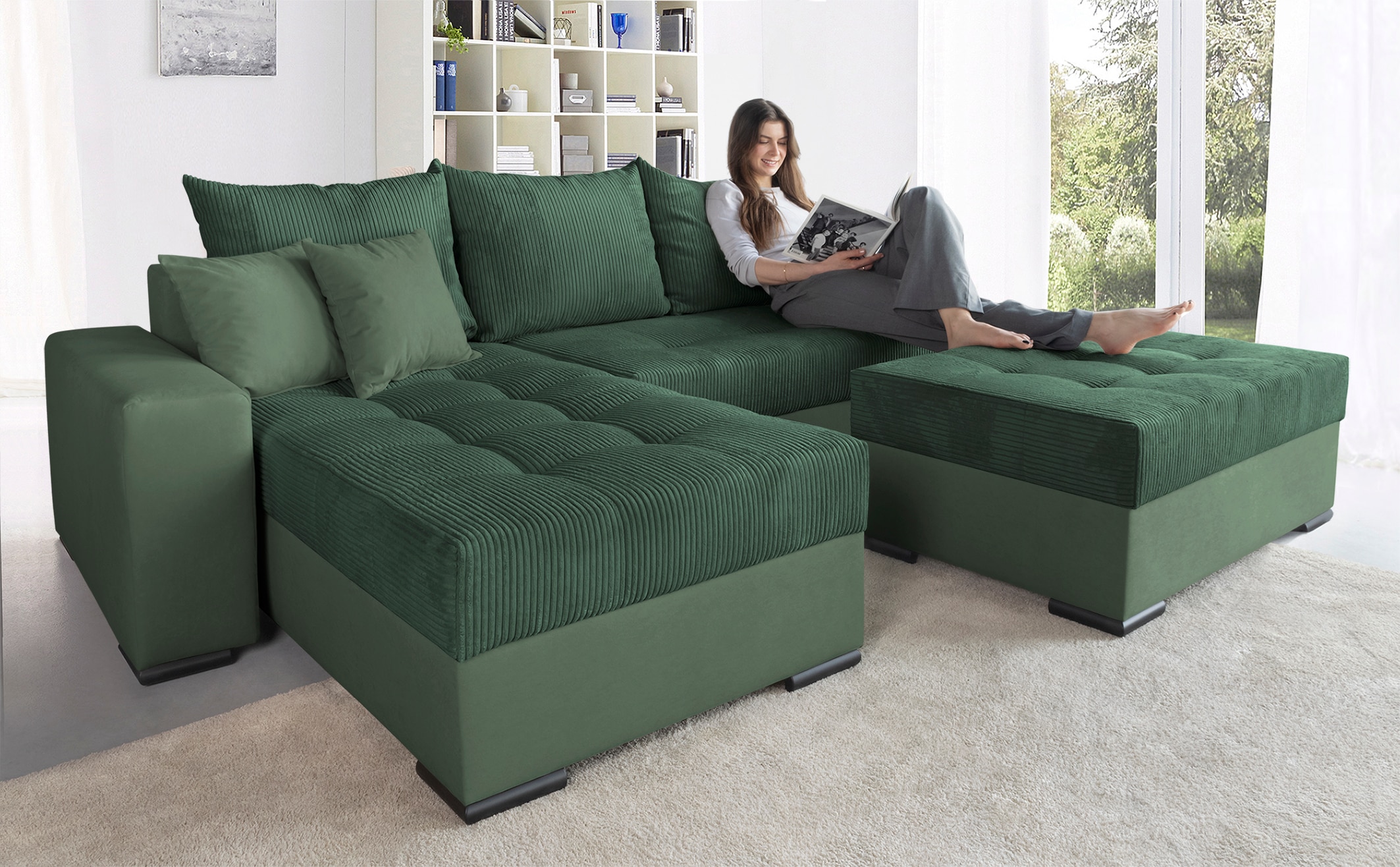 COLLECTION AB Ecksofa »Josy L-Form, B: 214 cm in Cord, Cord-Mix« mit Bettfu günstig online kaufen