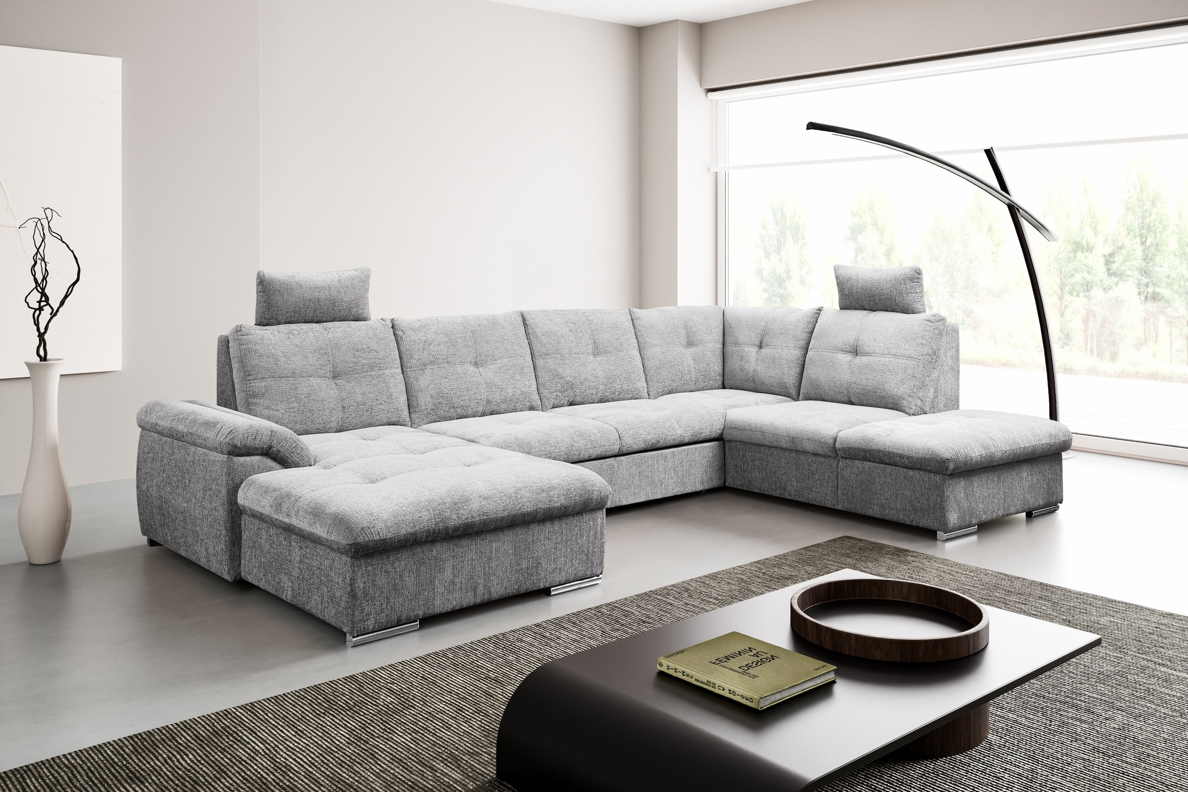 Wohnlandschaft WERK2 "Arena, B/T: 339/220 cm breit, moderner, einladender Sitzkomfort", grau, B:339cm H:102cm T:220cm